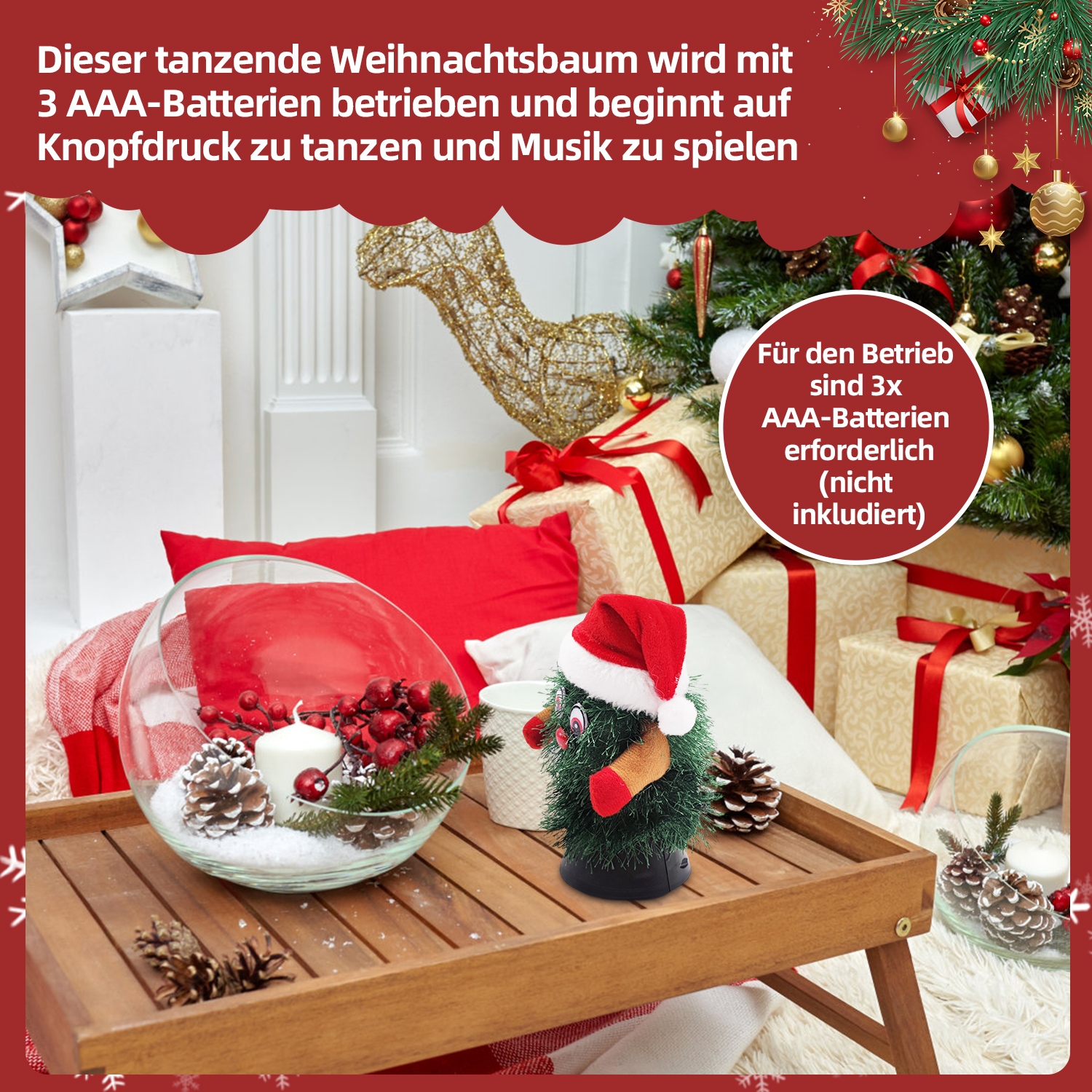 SHX Weihnachtsfigur »Tanzender Weihnachtsbaum«, Bewegung, traditionelles Weihnachtslied