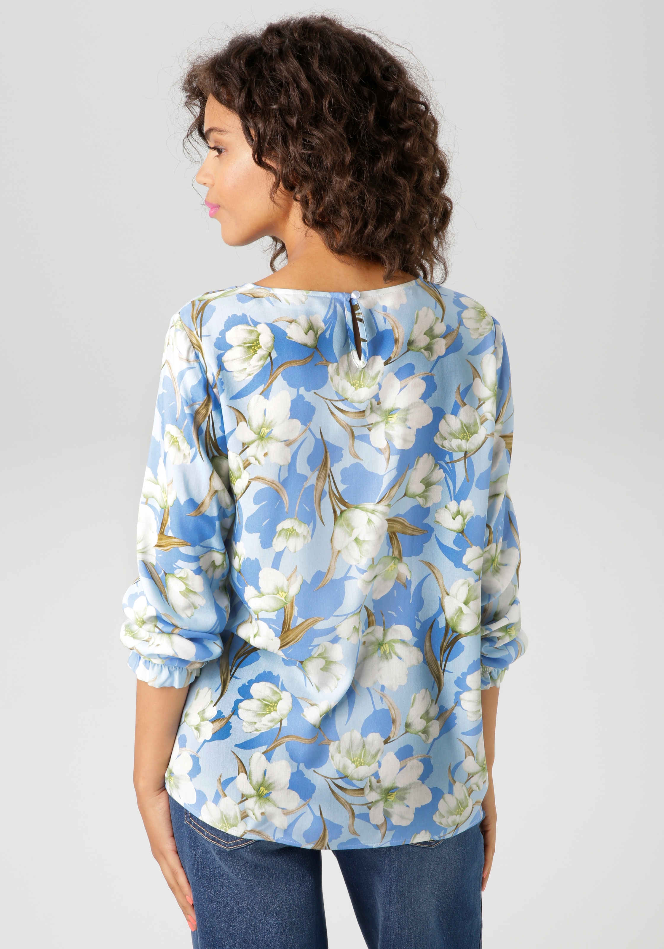 Aniston CASUAL Schlupfbluse, mit farbharmonischem Blumendruck