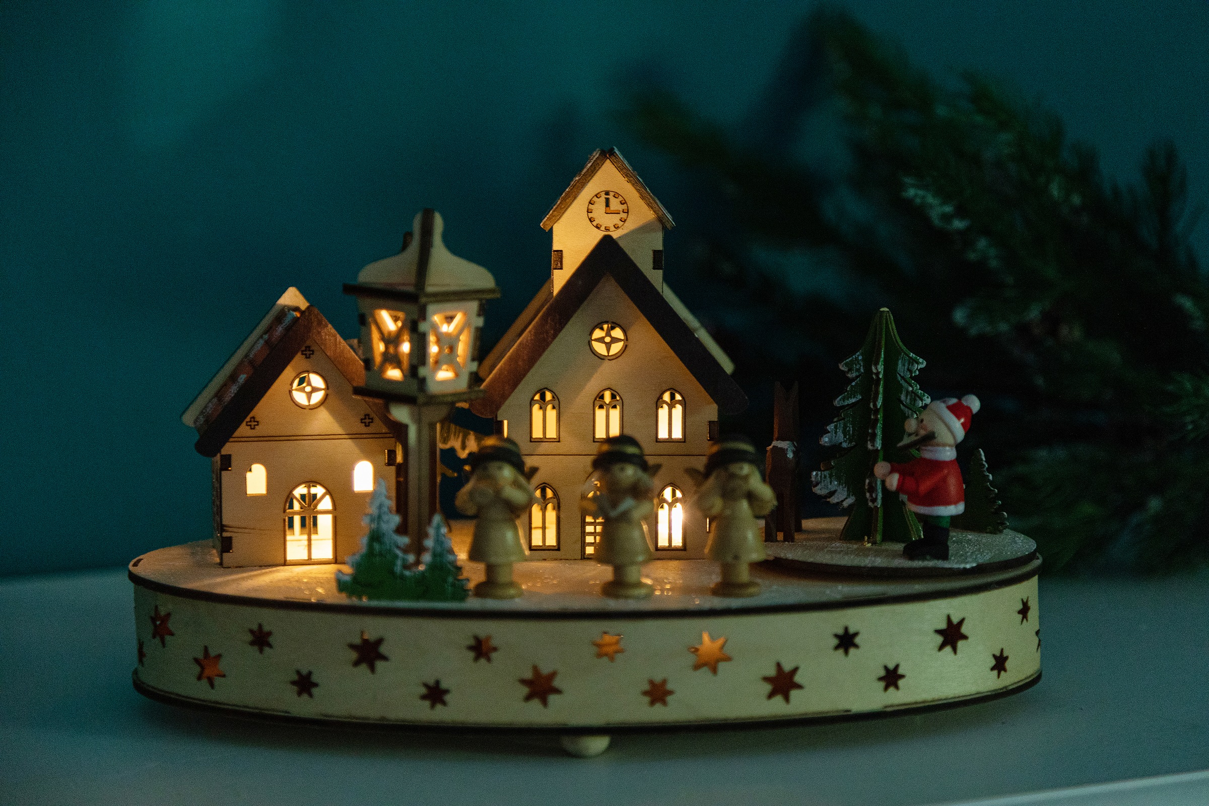 Myflair Möbel & Weihnachtsdorf 15 Spieluhr Weihnachtsdeko«, Musik, »Winterlandschaft, ca. aus Accessoires Höhe cm Holz, OTTO mit bei