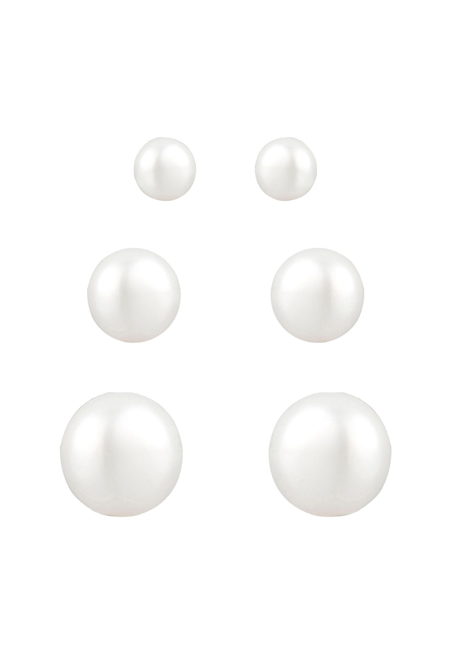 Elli Ohrstecker-Set »Ohrringe Perlen Weiß 3er Set 925 Sterling Silber«