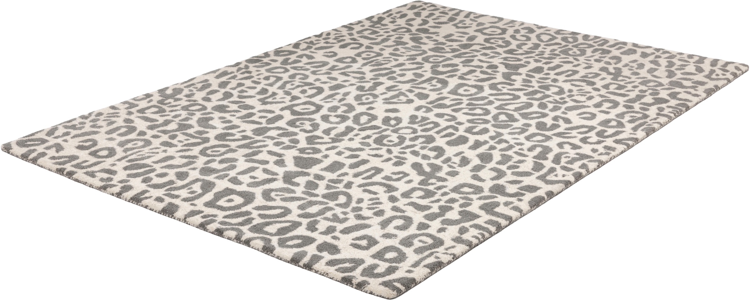 OTTO home Wollteppich »Gabbo Leo, Leopardenmuster, handgearbeitet« rechteckig 14 mm Höhe reine Wolle, Uni, Wohnzimmer, Schlafzimmer, Esszimmer