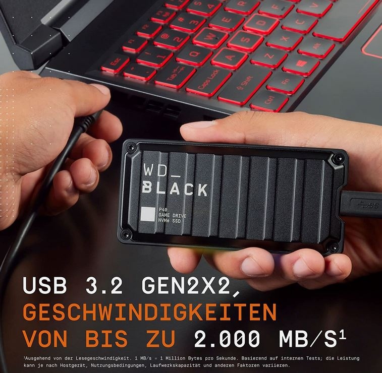 WD_Black externe Gaming-SSD »WD_BLACK P40 Game Drive SSD«, Anschluss USB 3.2-USB-C, RGB mit 2 Zonen