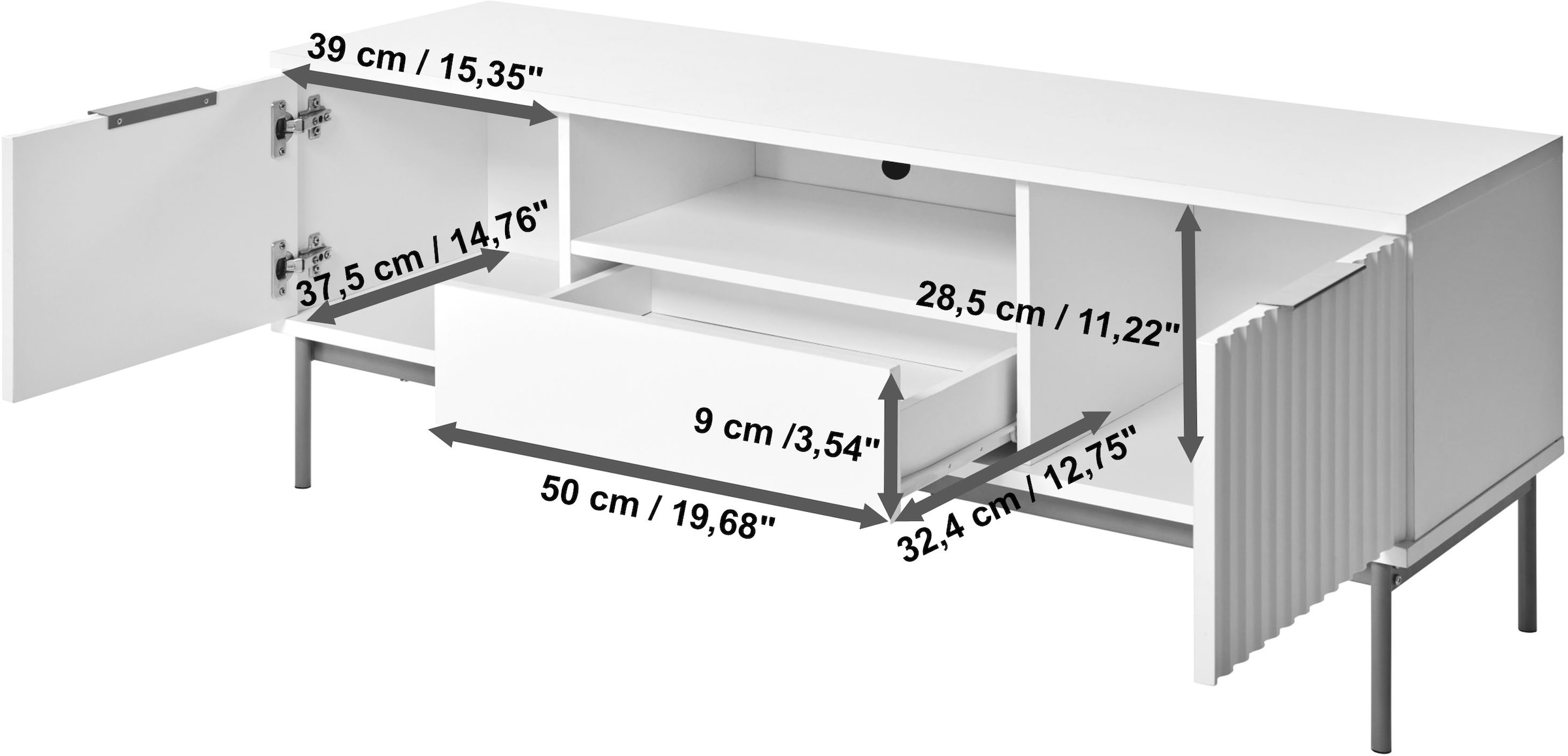 Jahnke TV-Board »CARVE TV 140«, (1 St.), Edle Gold-Applikationen, Fronten in Wellendesign, 140 cm