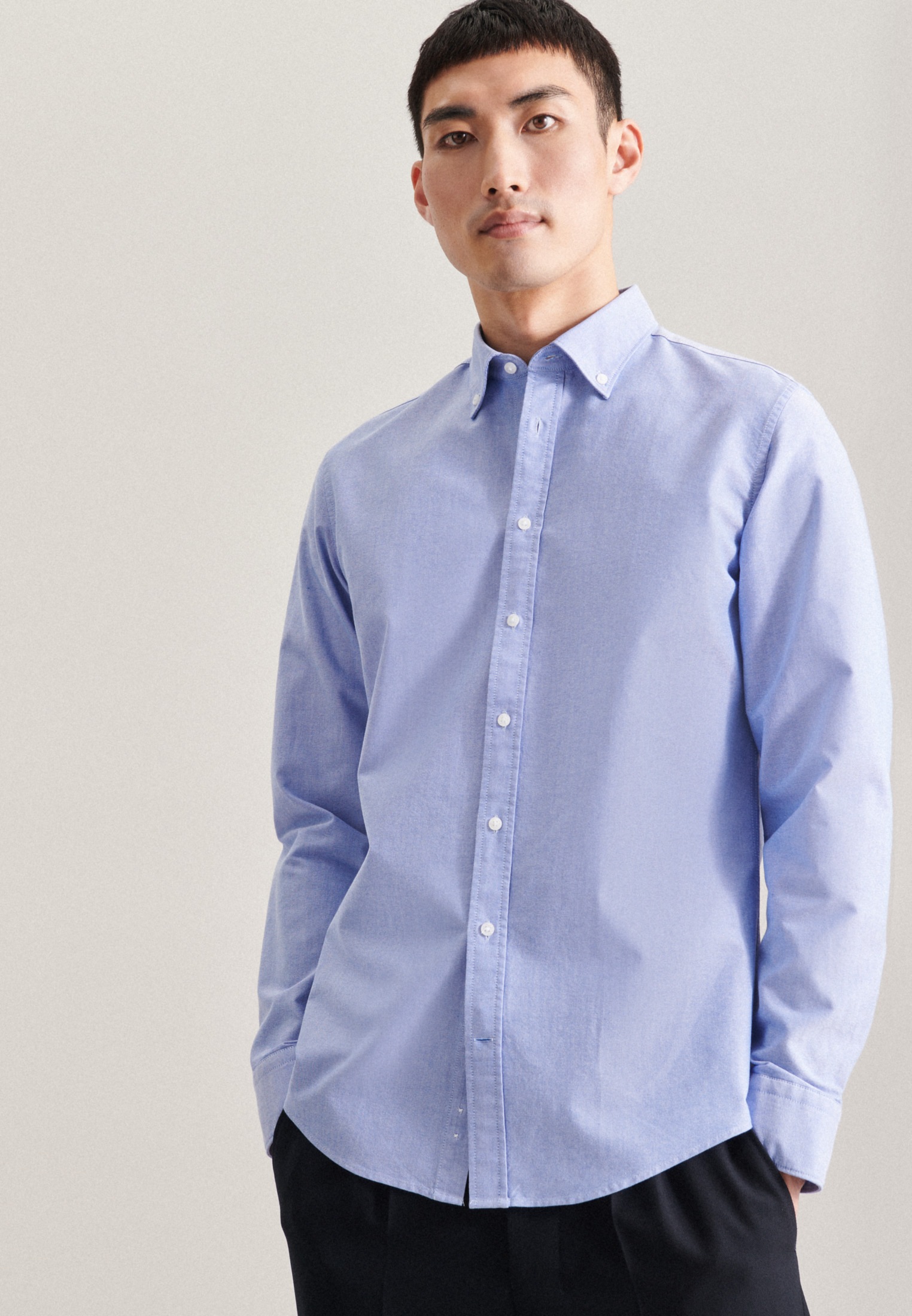 seidensticker Businesshemd »X-Slim«, X-Slim Langarm Button-Down-Kragen Uni