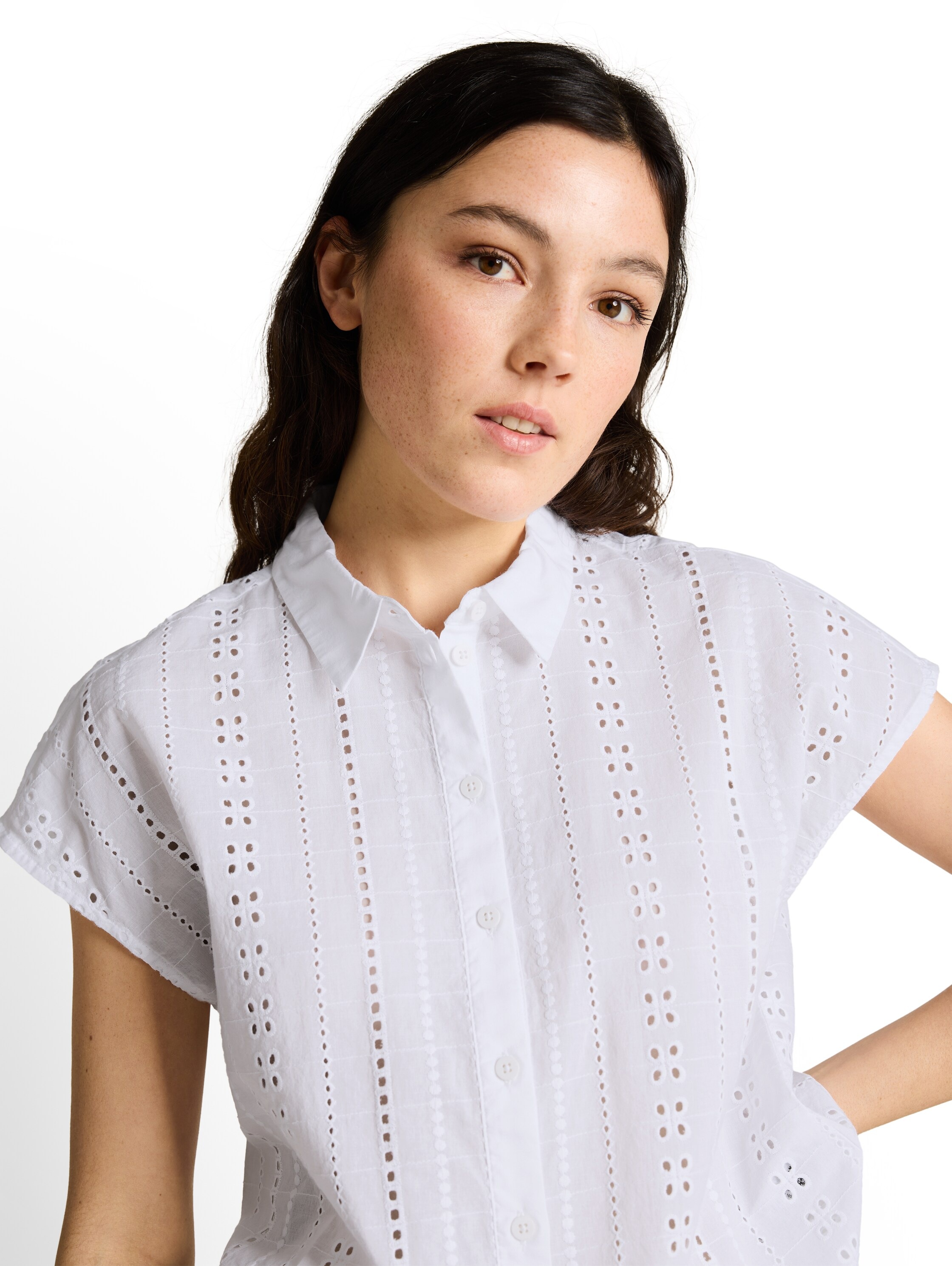 TOM TAILOR Denim Hemdbluse Sommerbluse mit Häkel-Details