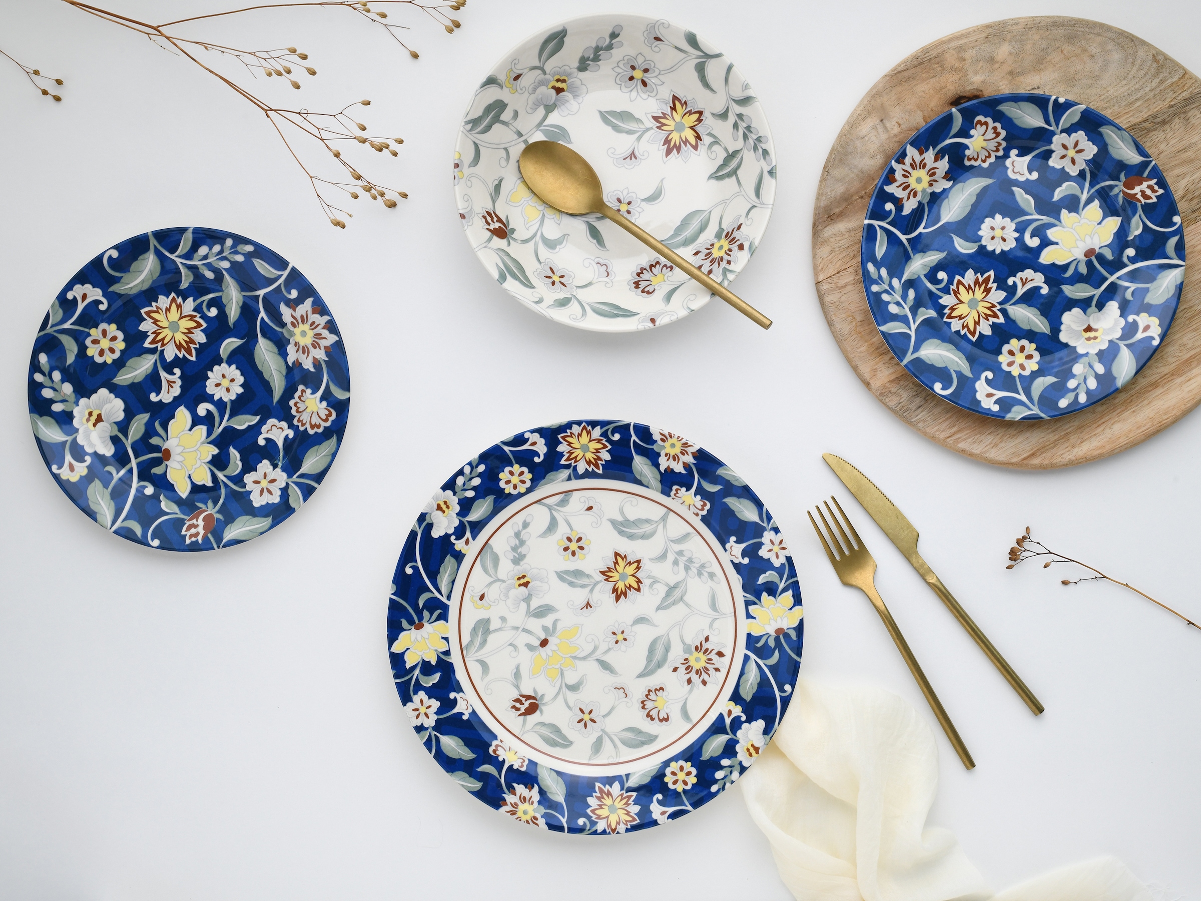 CreaTable Teller-Set »Odessa, Tellerset 12-tlg« Blumendekor