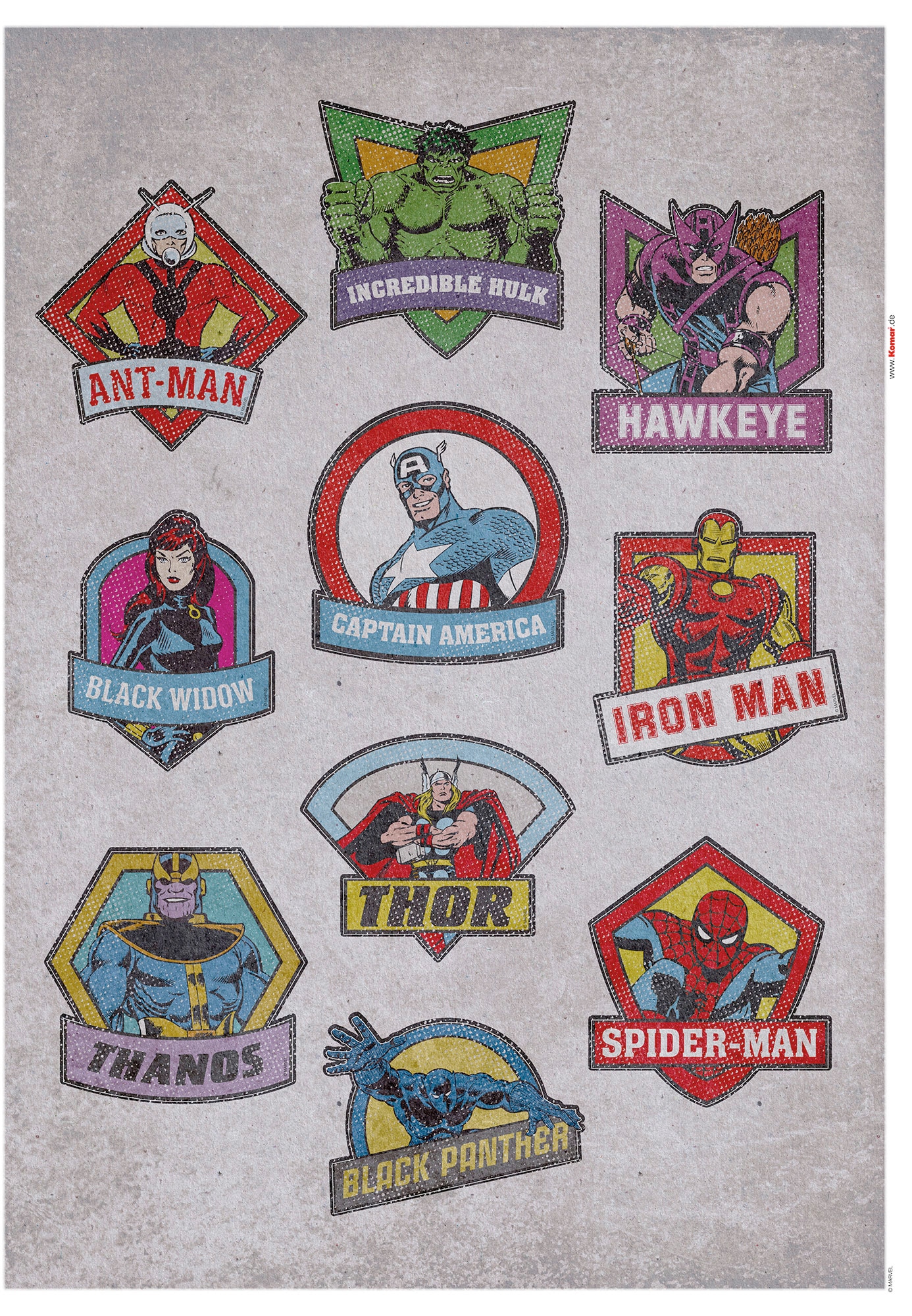 Komar Wandtattoo bei 50x70 (Breite Badges«, cm OTTO St.), »Avengers Wandtattoo kaufen x (10 Höhe), selbstklebendes