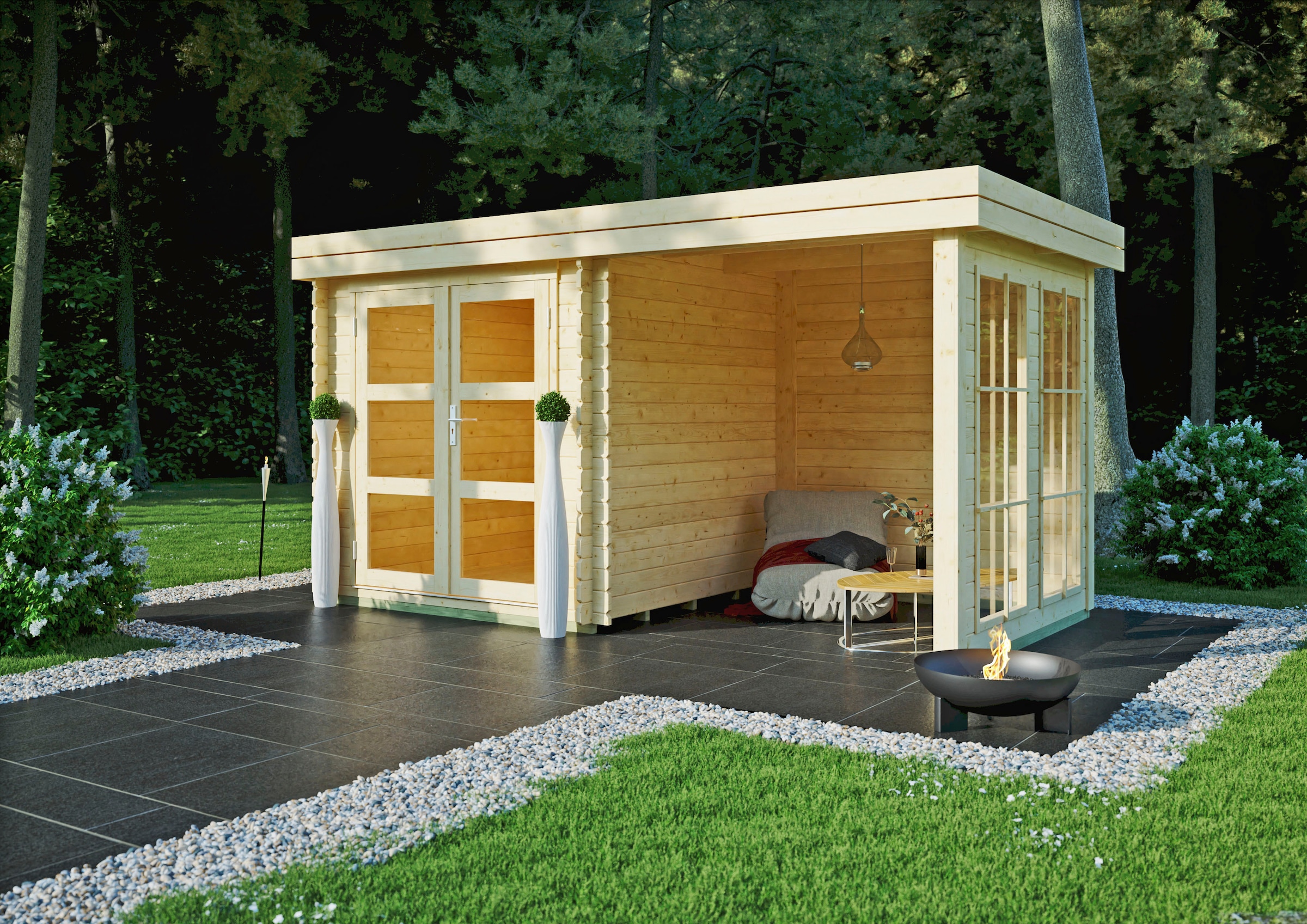 Kiehn-Holz Gartenhaus »Acrux 2«, (Set, Acrux 2), inkl. Fussboden im Haus