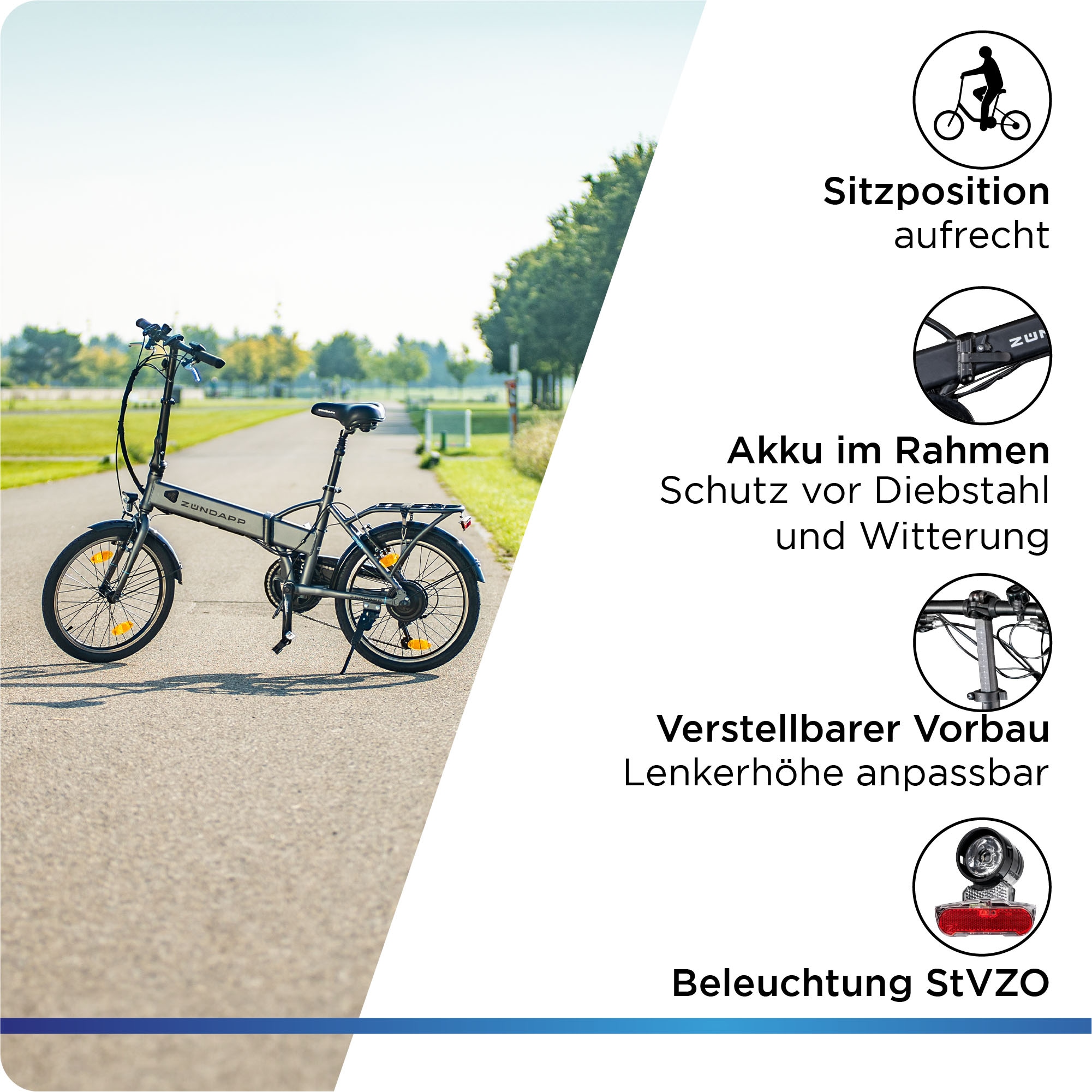 Zündapp E-Bike »Z101«, 6 Gang, Shimano, Tourney RD-TY300, Heckmotor 250 W, Pedelec, Elektrofahrrad für Damen u. Herren