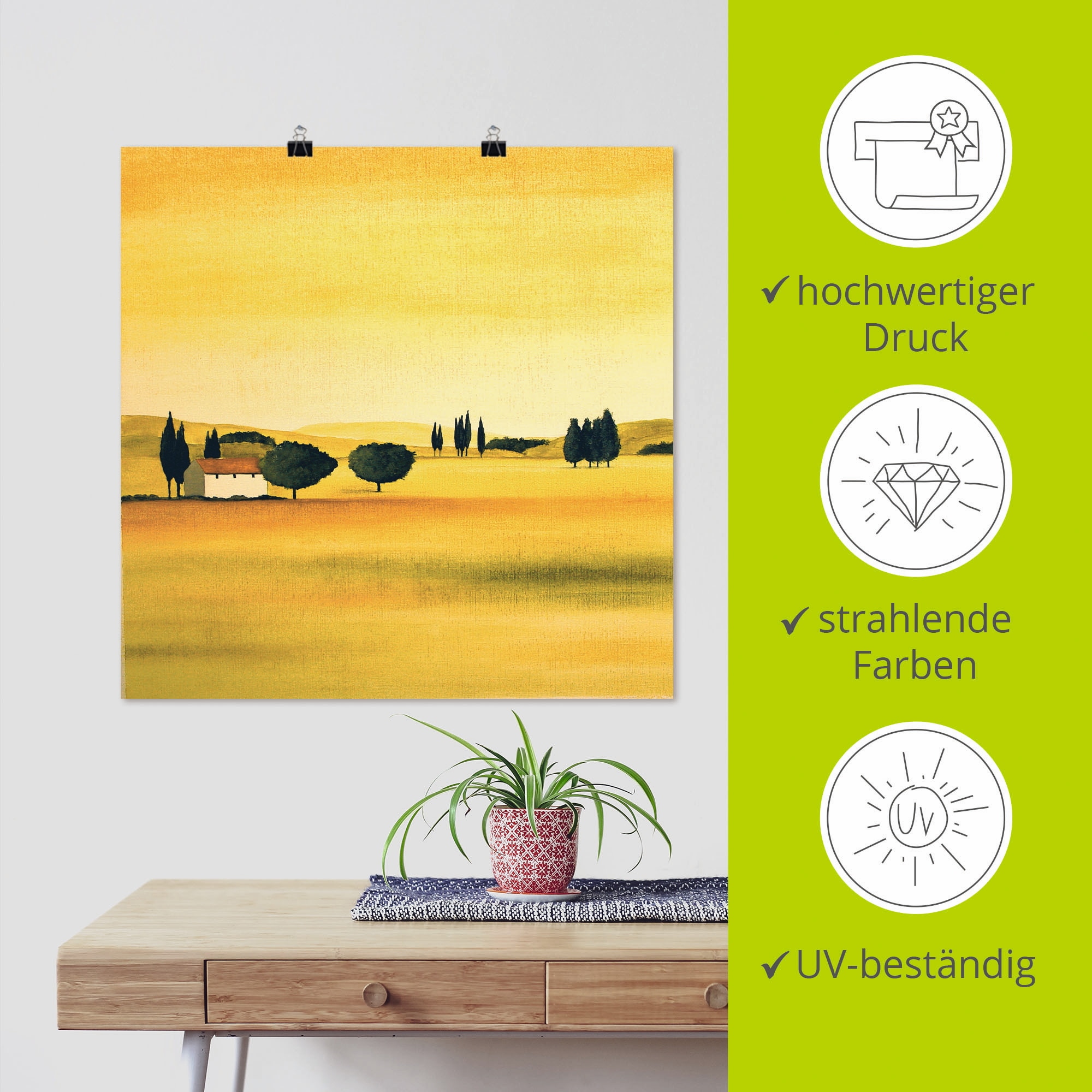 Artland Poster »Sonniger Tag I«, Felder, (1 St.), als Leinwandbild, Wandaufkleber oder Poster in versch. Größen
