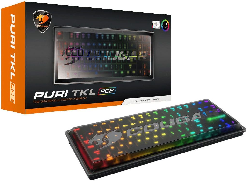 Cougar Gaming-Tastatur »Puri TKL RGB« (Funktionstasten | Multimedia-Tasten | Schutzhülle | USB-Anschluss)