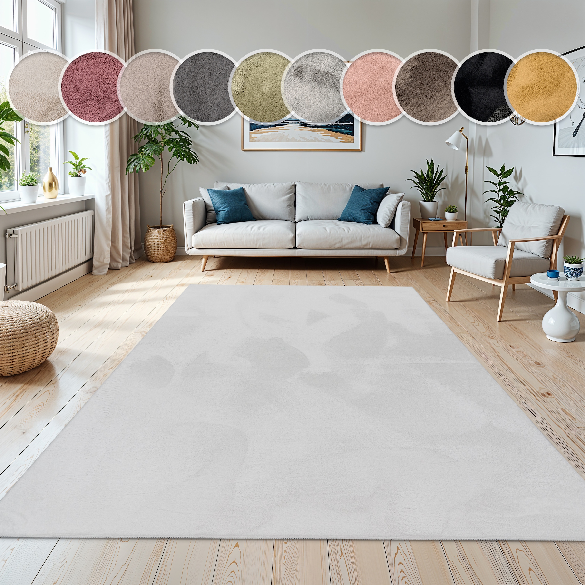 Paco Home Fellteppich »Kunstfell Soft 380« rechteckig 14 mm Höhe Langflor, Kuschelteppich - besonders weich, Uni-Farben