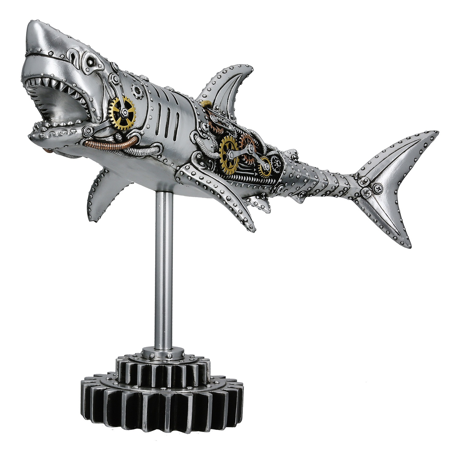 GILDE Tierfigur »Figur Hai Steampunk Shark silberfarben H. 29,5 cm«