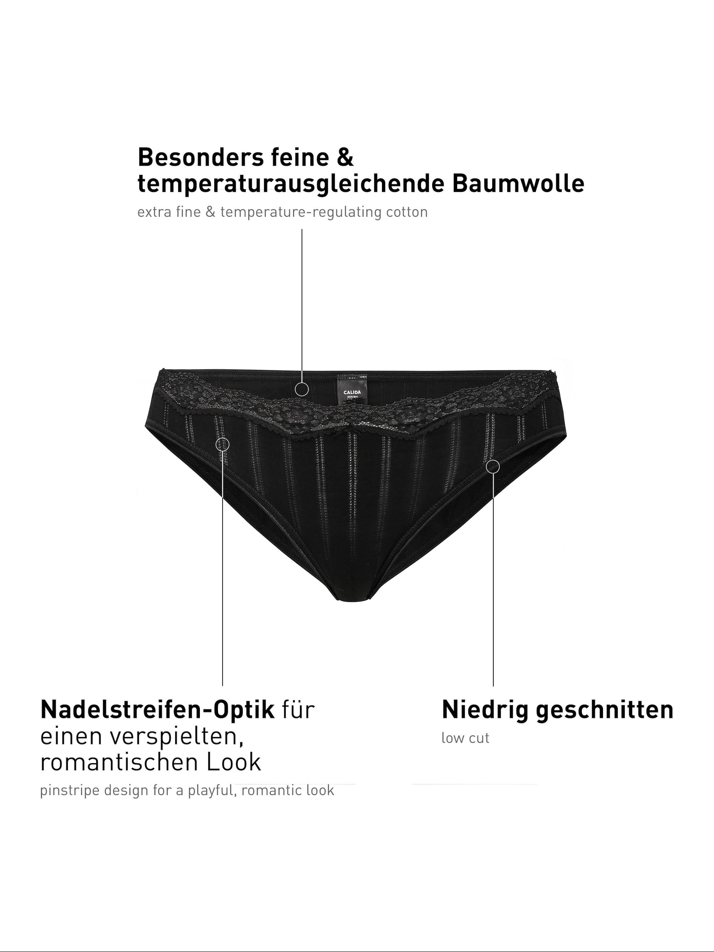 CALIDA Hüftslip »Etude Toujours«, florale Spitze, Single Jersey, weich, Nadelstreifen-Optik