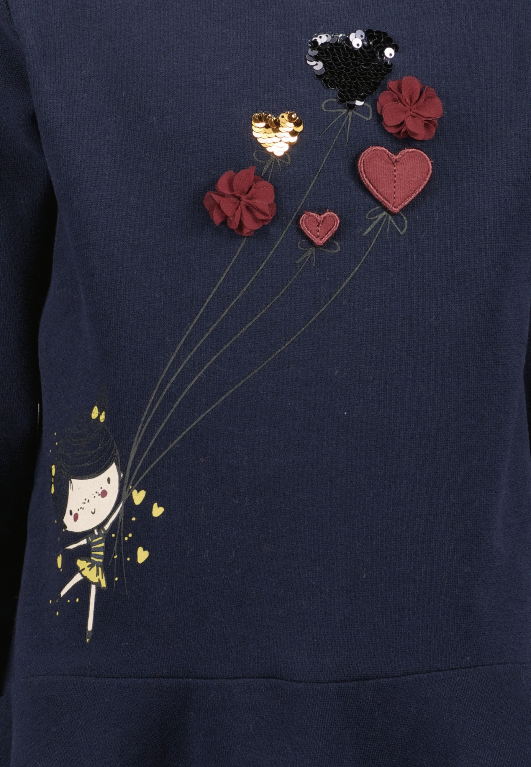 Blue Seven Sweatkleid, mit tollem Frontmotiv mit Wechselpailletten und Tüllapplikation