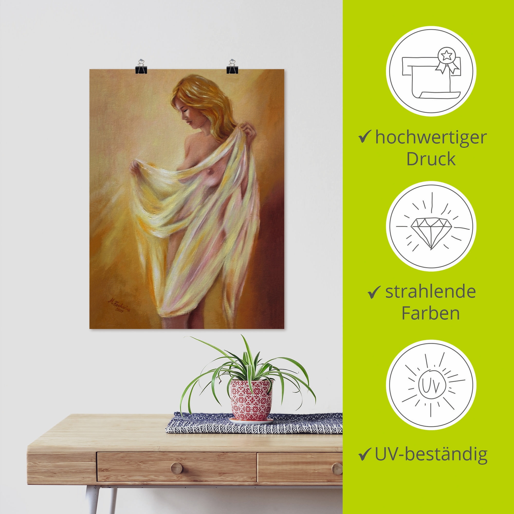 Artland Wandbild »Akt mit Tuch«, Frau, (1 St.), als Leinwandbild, Poster, Wandaufkleber in verschied. Größen