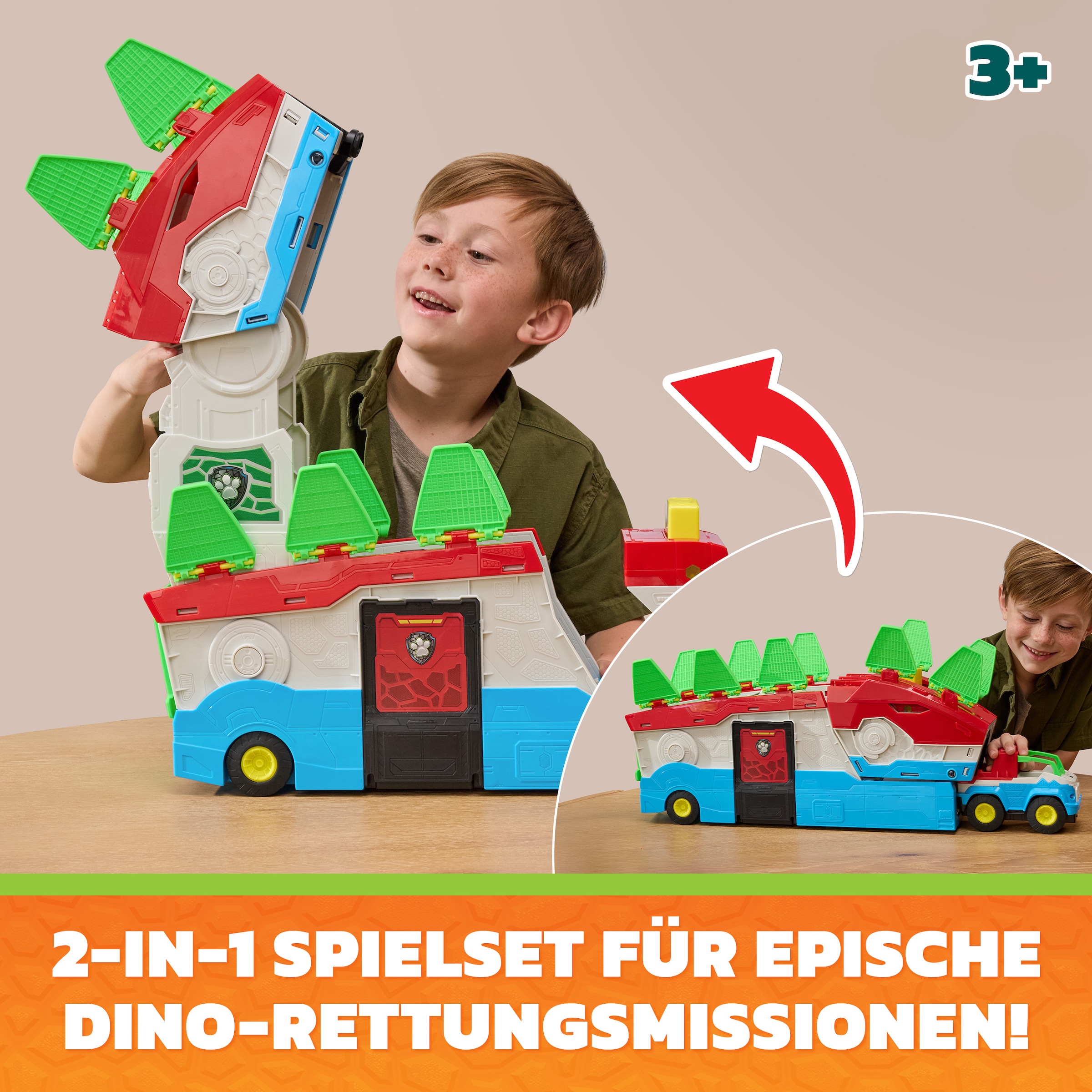 Spin Master Spielwelt »PAW Patrol: Der Dino Film, 2-in-1 Mobiles Dino-Hauptquartier« mit Licht- & Soundeffekten