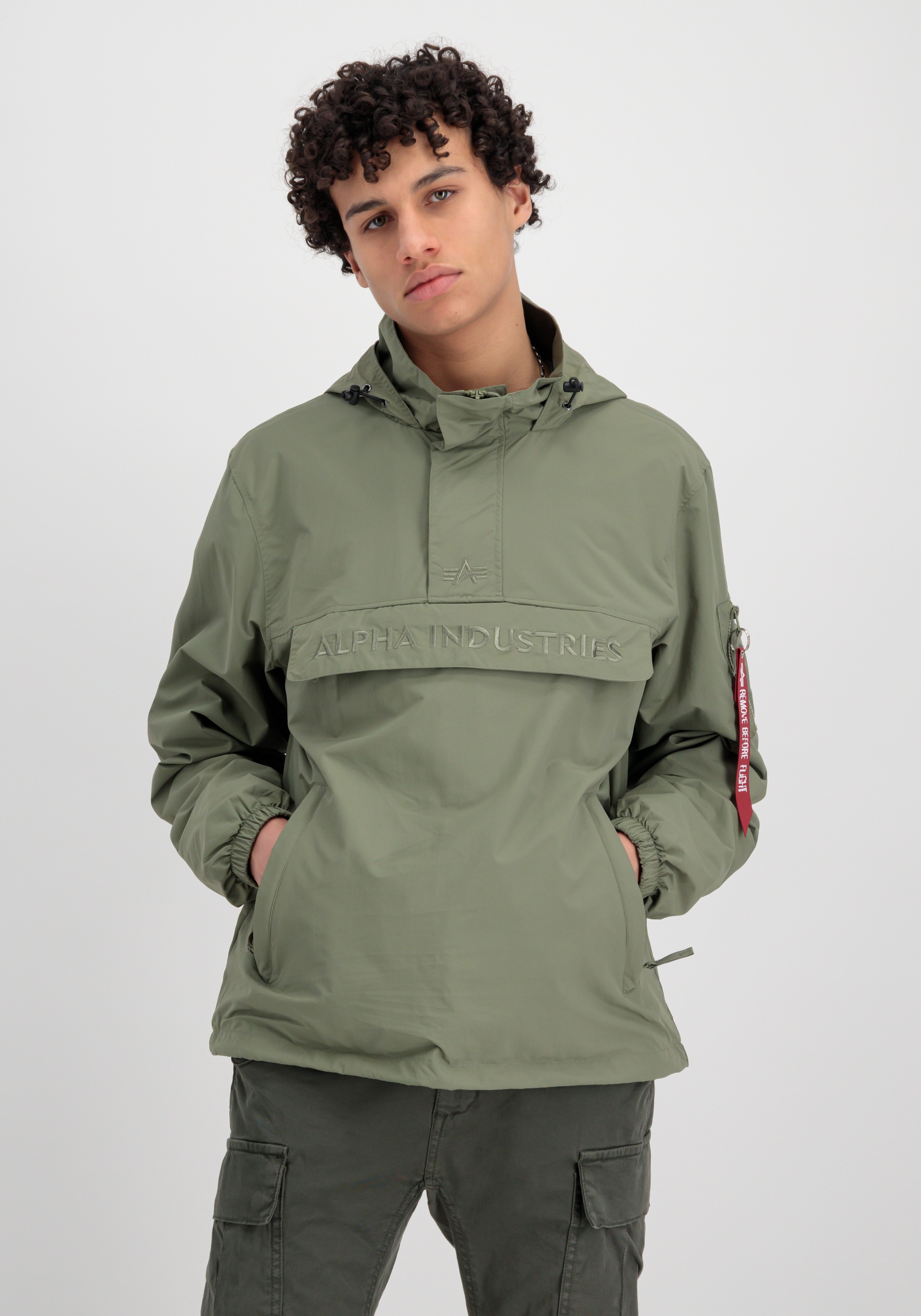 Alpha Industries Herren Anorak »Anorak Embroidery Logo« in grün, Größe L