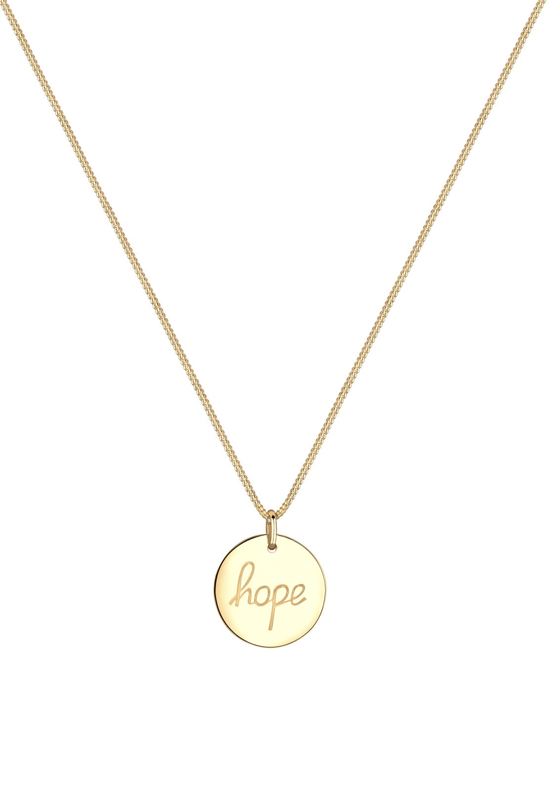 Elli Kette mit Anhänger »Halskette Plättchen mit Gravur Hope 925 Silber«