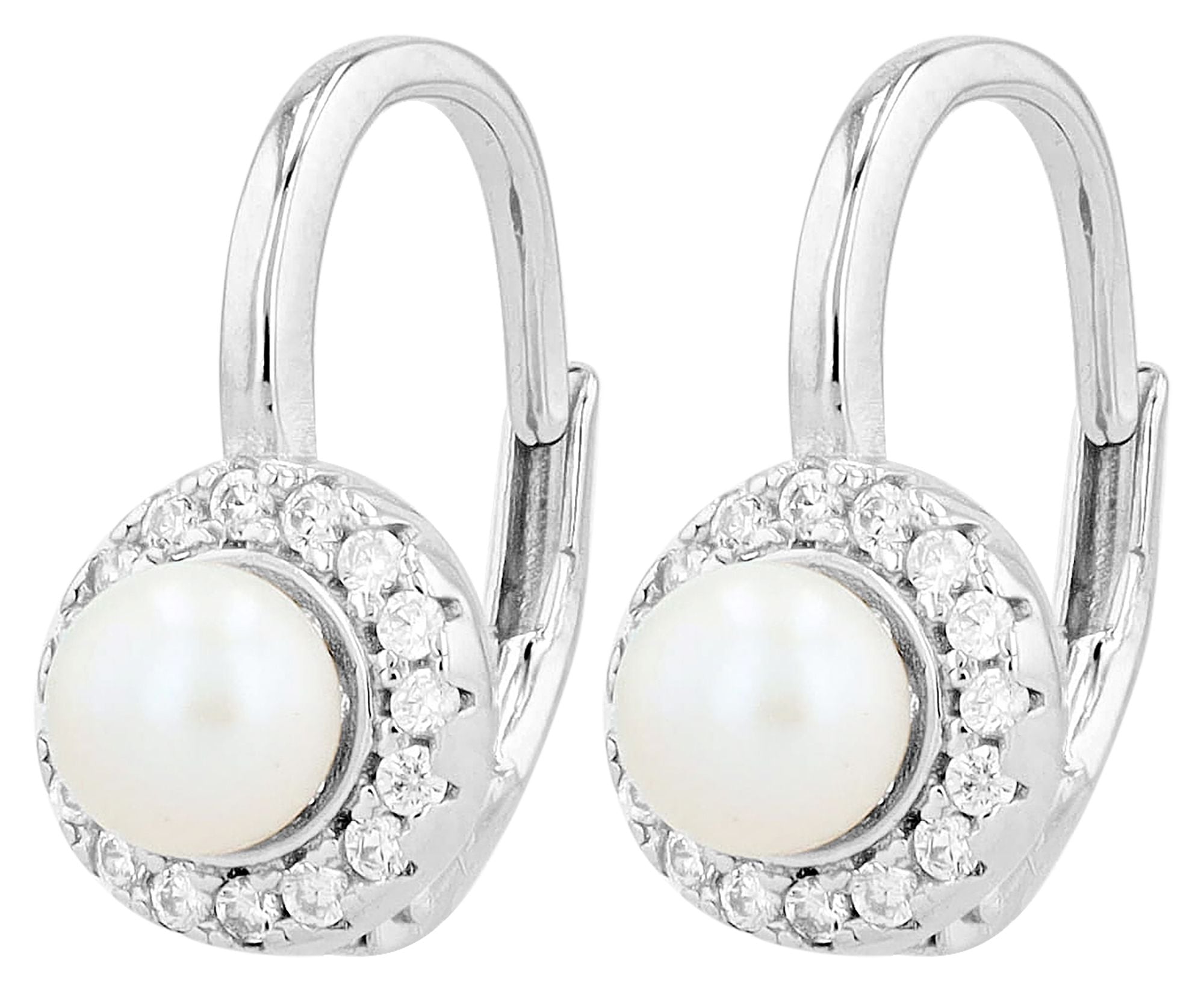 Adelia´s Paar Creolen »Damen Ohrringe ¿ Klappcreole aus 925 Silber mit Süßwasserperle«