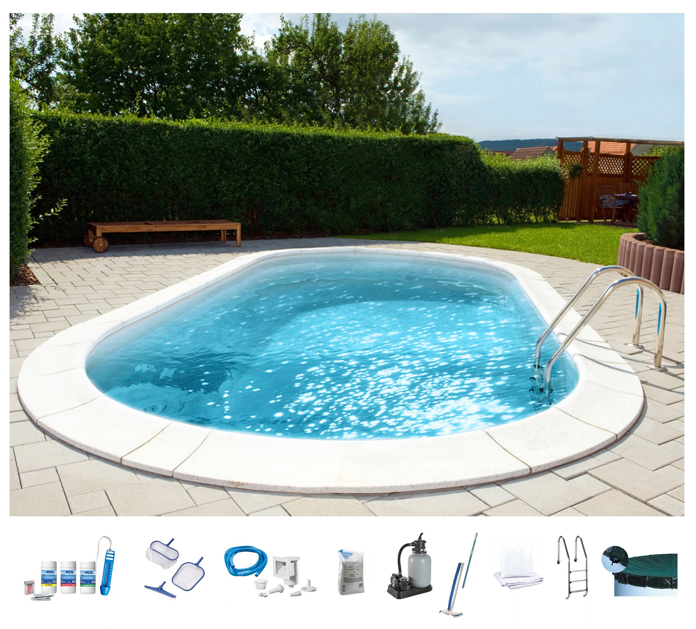 BWT MY POOL Ovalpool, (Set, 10 tlg.), BxLxH: 360x623x150 cm
