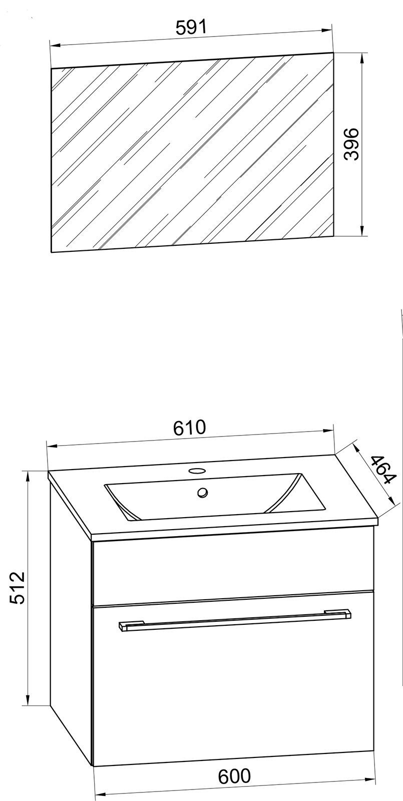 VCM Waschtisch »3-tlg. Waschplatz Waschtisch Badinos Schublade SP« 3 Stk. tlg.
