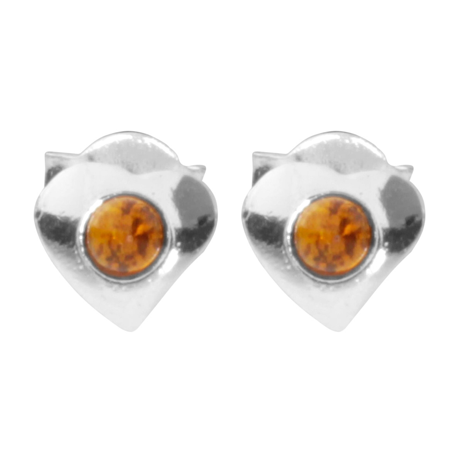 OSTSEE-SCHMUCK Paar Ohrstecker »- Herz - Silber 925/000 - Bernstein«