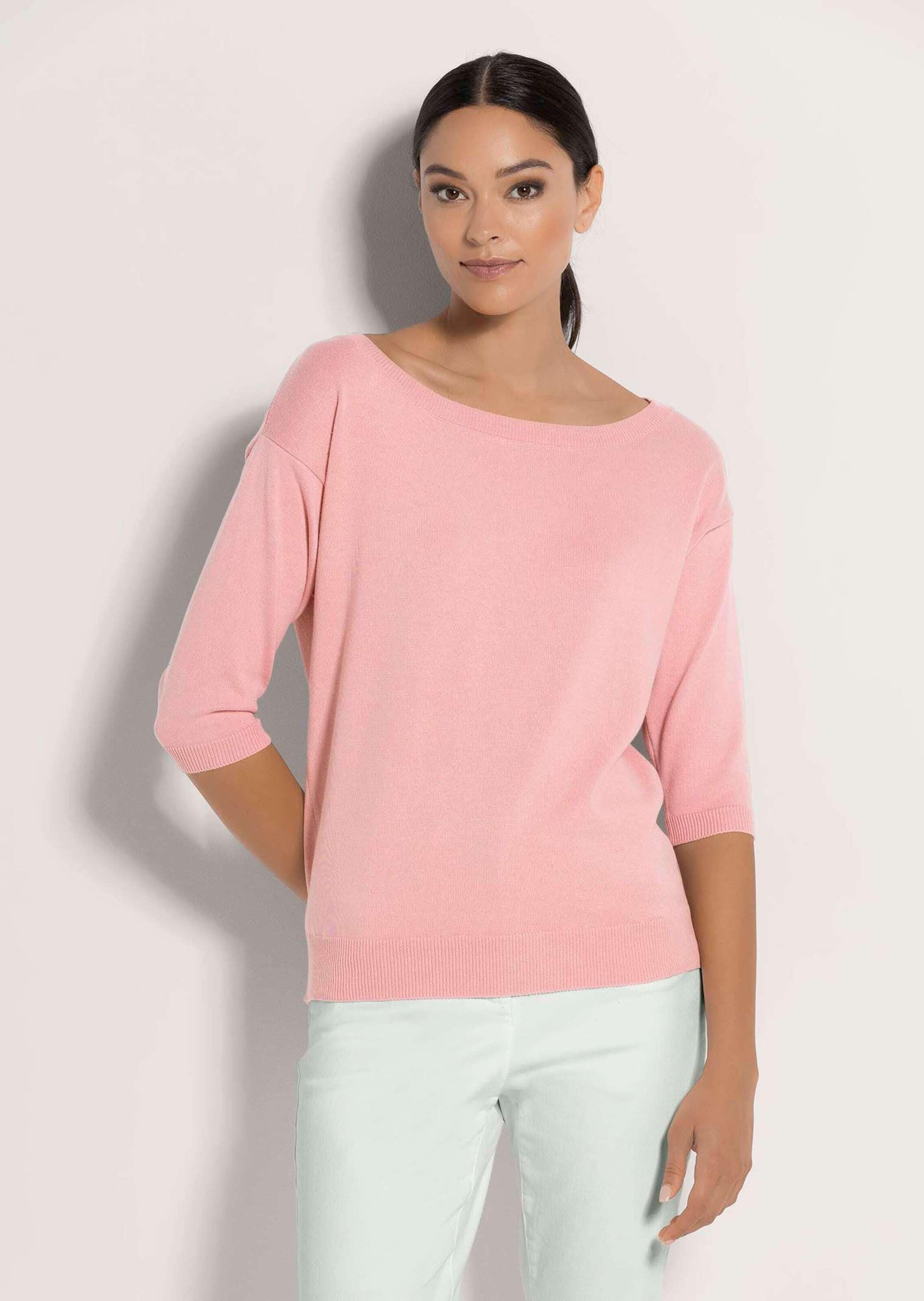 MADELEINE Longpullover »Pullover Rundhals-Pullover mit kurzen Ärmeln«