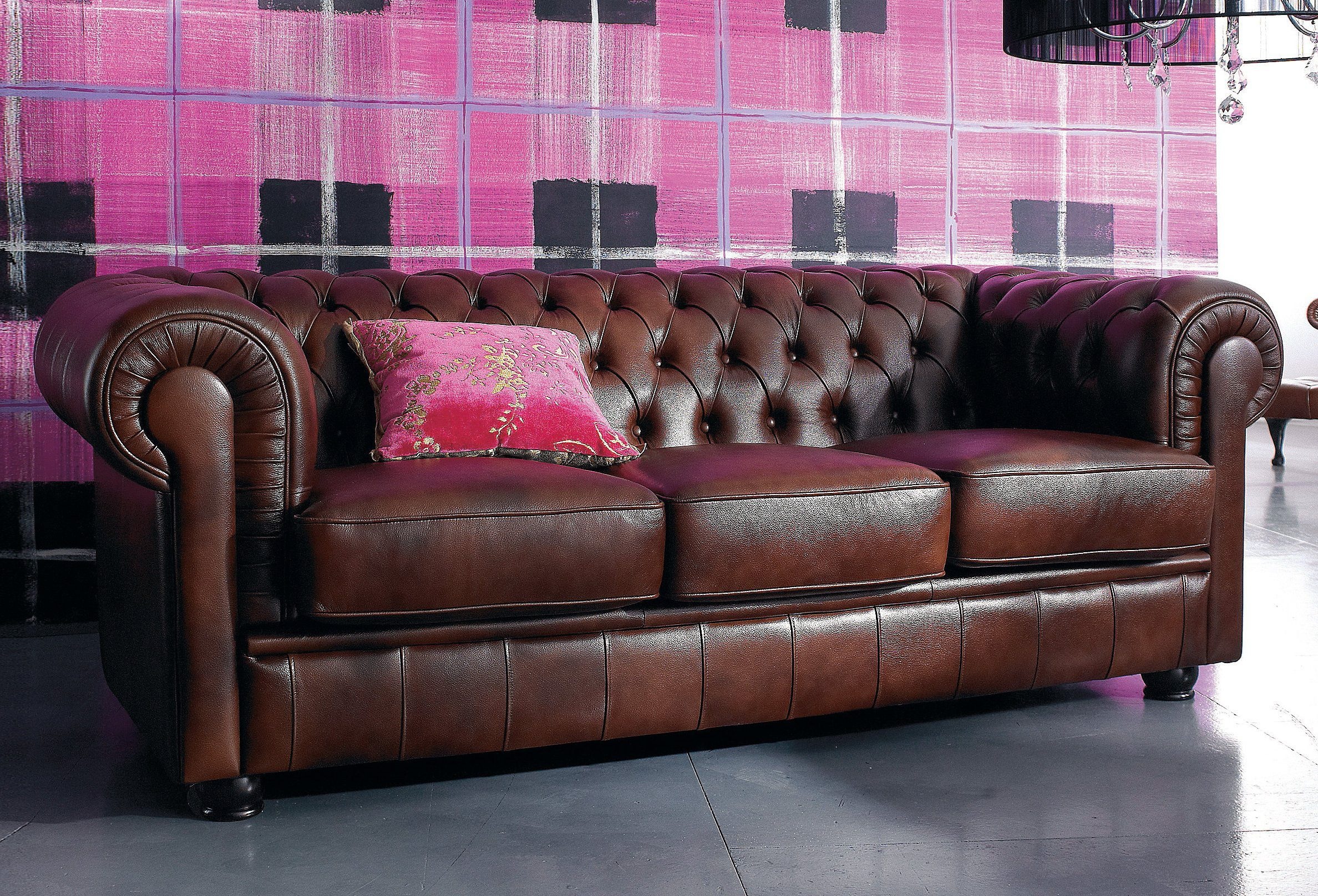 Max Winzer® Chesterfield-Sofa »Kent edel und bequem, tolle Detailverarbeitung, komfortable Armlehnen«, 3-Sitzer mit aufwendiger Knopfheftung, Breite 205 cm