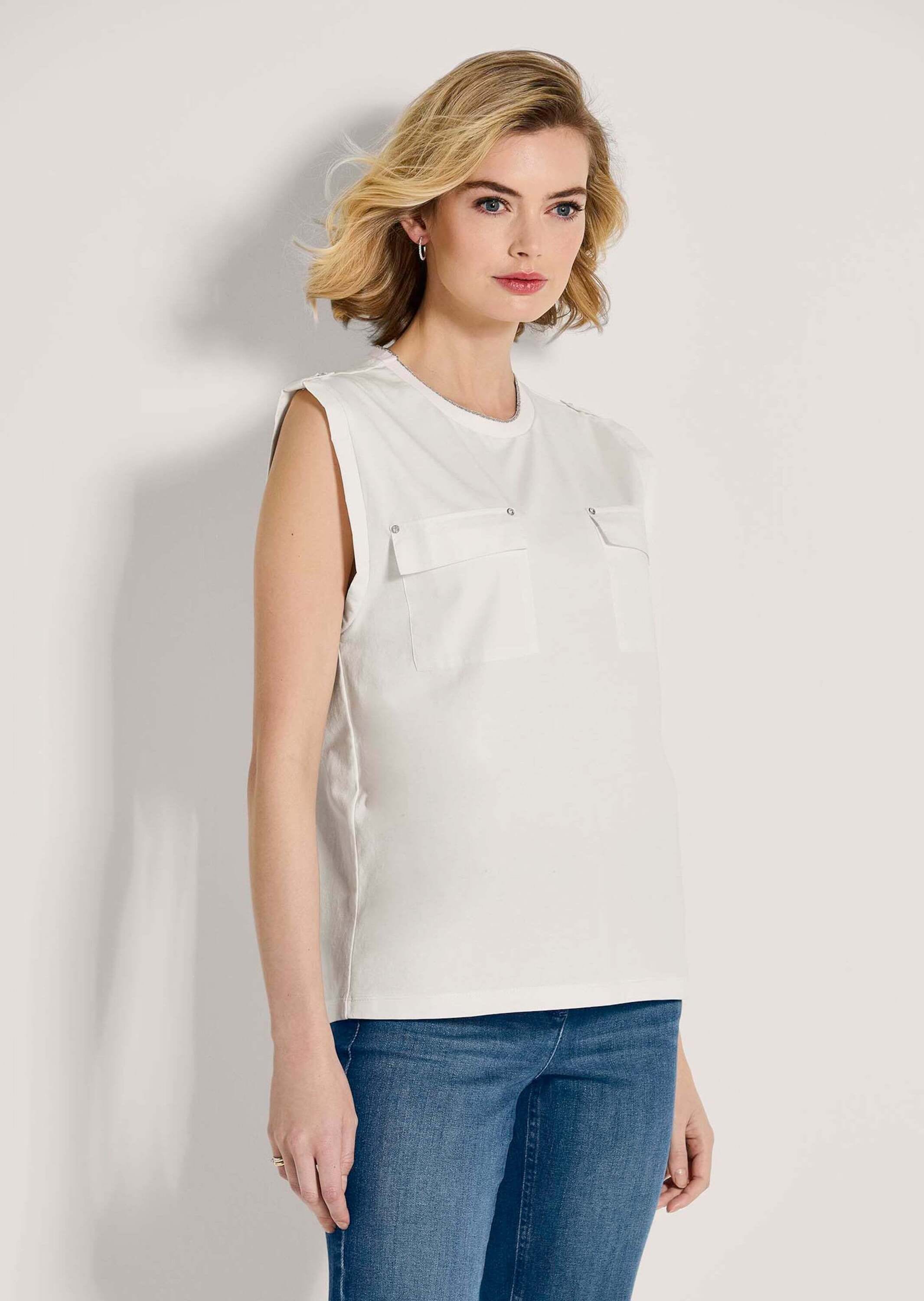 MADELEINE Kurzarmshirt »Shirt Ärmelloses Top mit Glanz-Akzent«