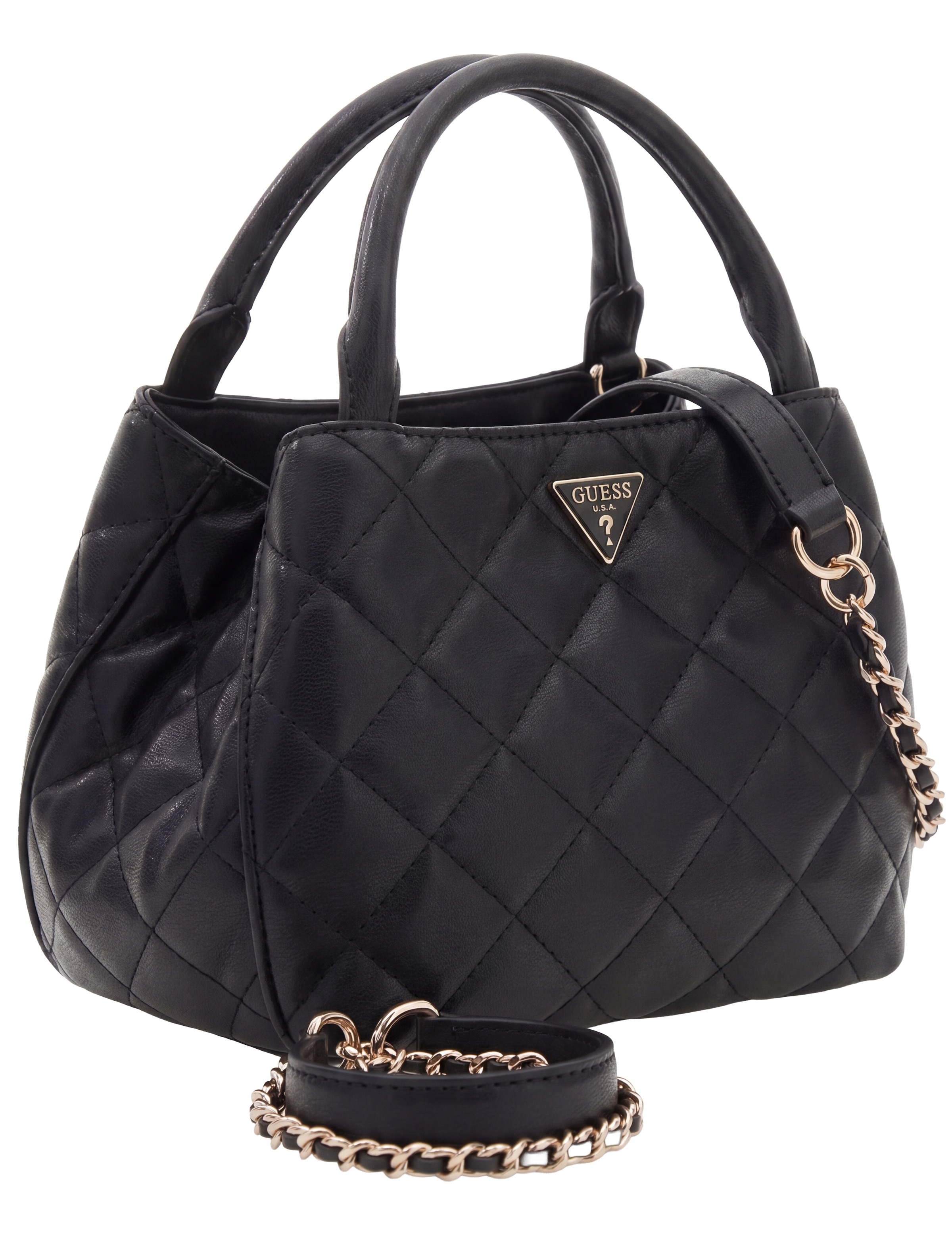 Guess Schultertasche »JULIET MINI SATCHEL« Damen Henkeltasche, Umhängetasche mit edlem Dreieckslogo