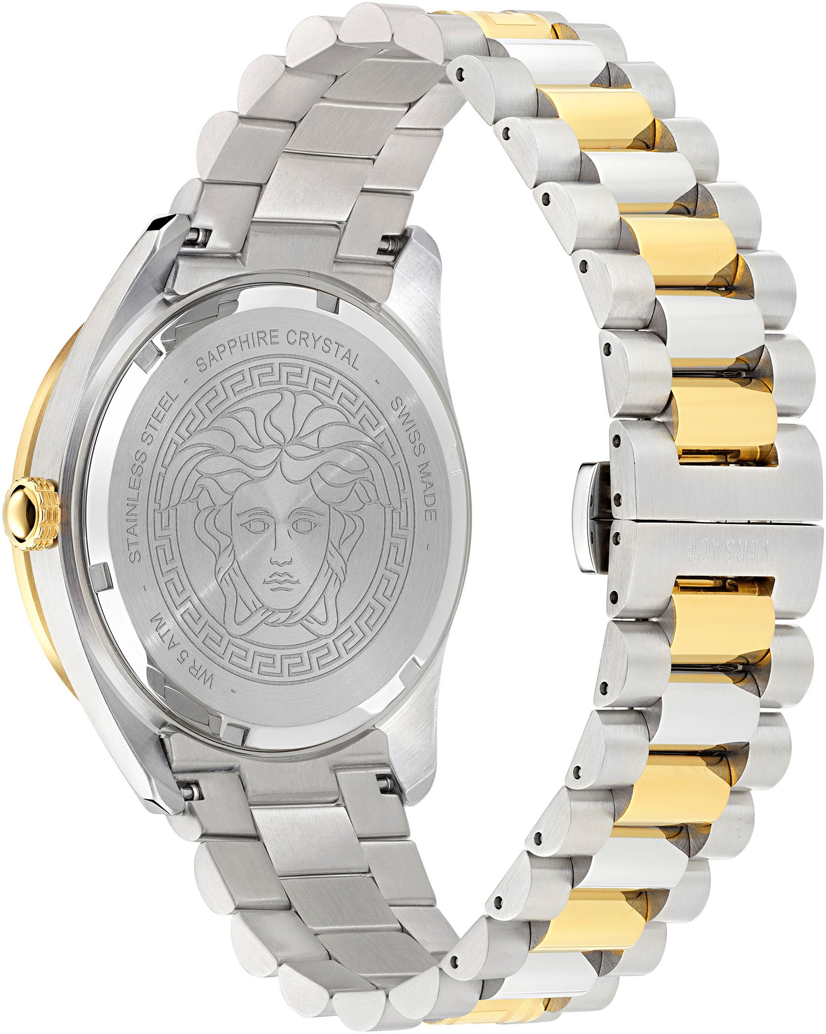 Versace Quarzuhr »V-DOME«, Armbanduhr, Herrenuhr, Swiss Made, Leuchtindizes (Zifferblatt), Datum
