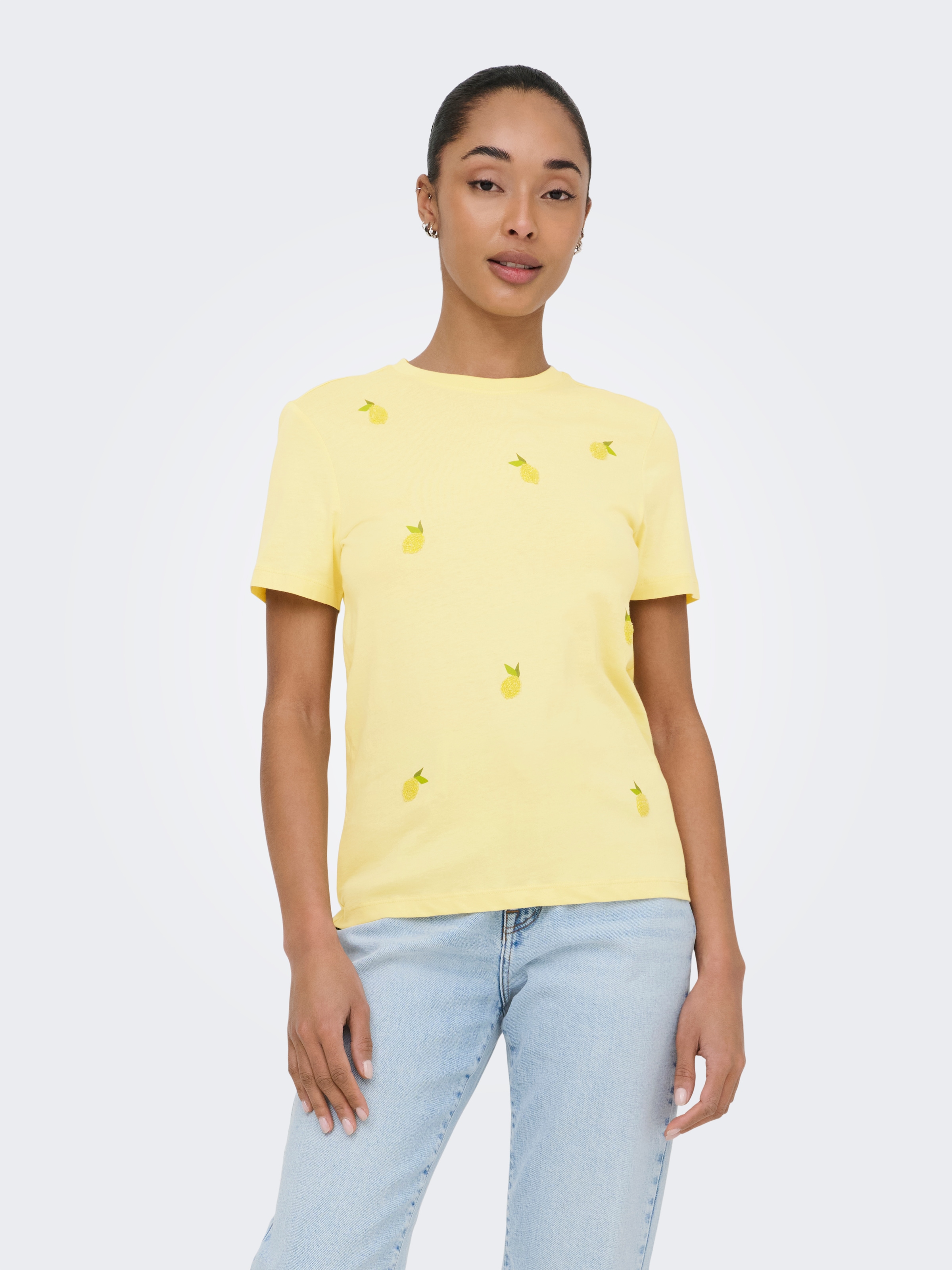 ONLY T-Shirt »ONLKITA S/S PEARL TOP BOX JRS« Baumwolle, regular fit, Rundhals