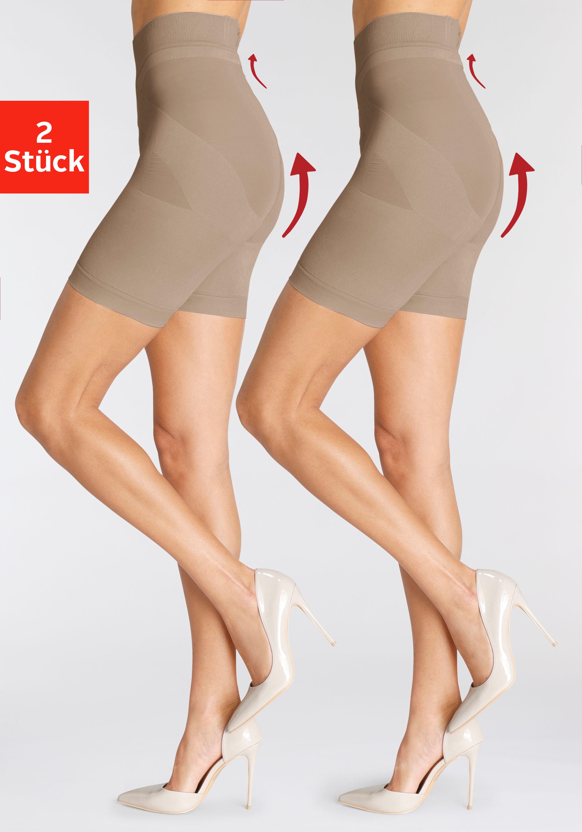LASCANA Feinstrumpf-Kurzhose, (2 St.), mit Shaping-Effekt
