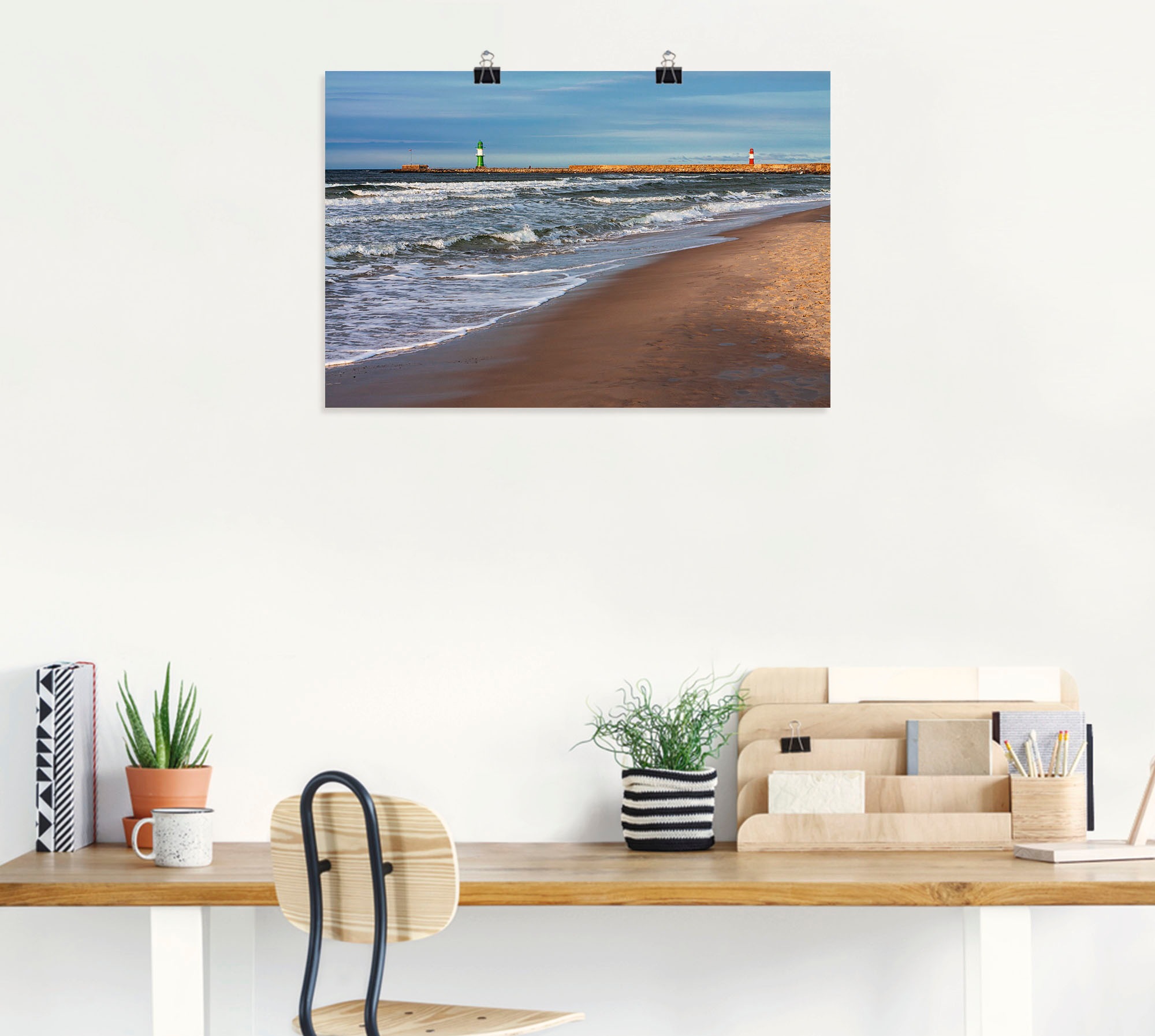 Artland Wandbild »Mole an der Ostsee in Warnemünde«, Küstenbilder, (1 St.), als Alubild, Leinwandbild, Wandaufkleber oder Poster in versch. Größen