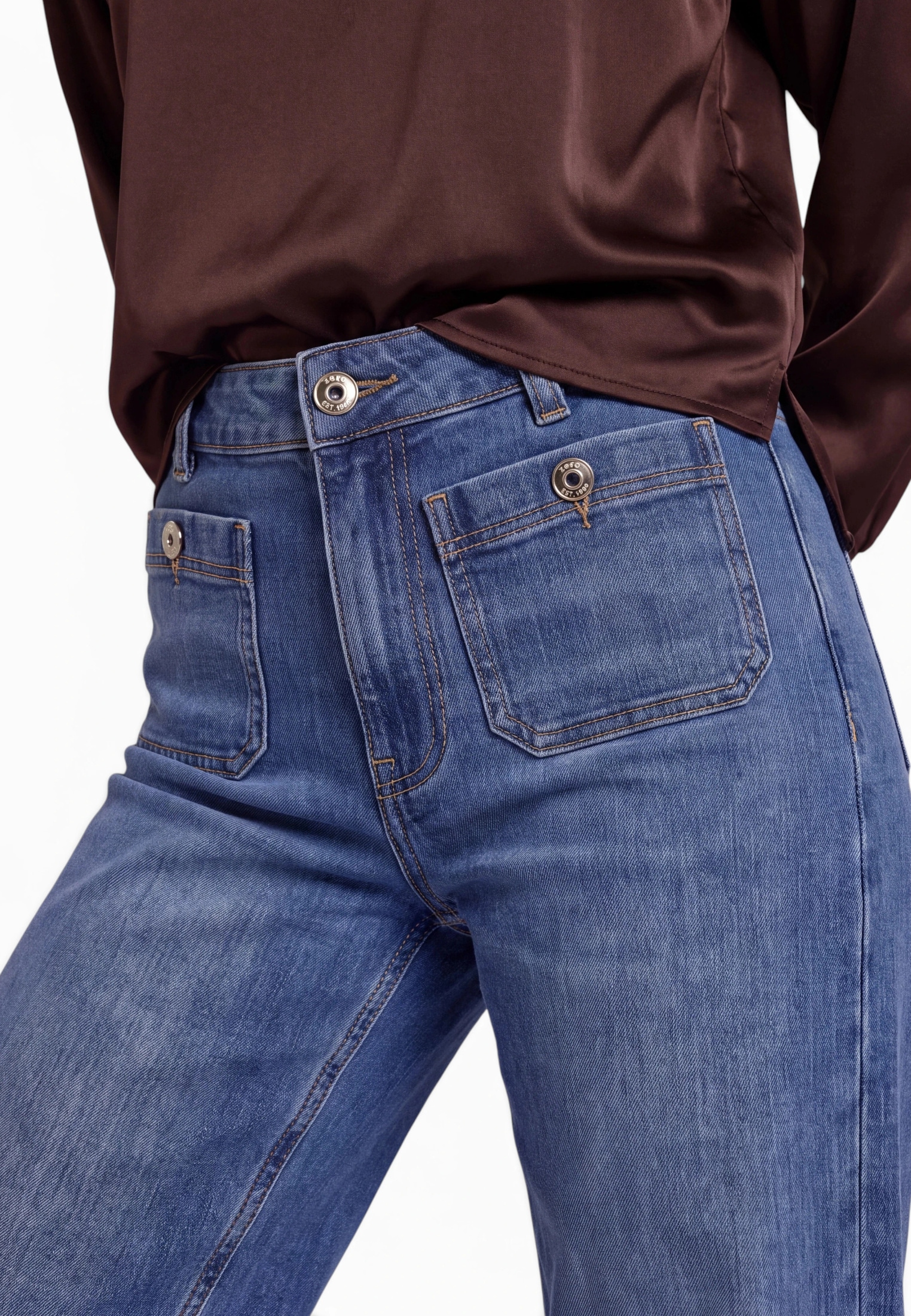 Zero Stoffhose »Basic-Jeans mit aufgesetzten Taschen«