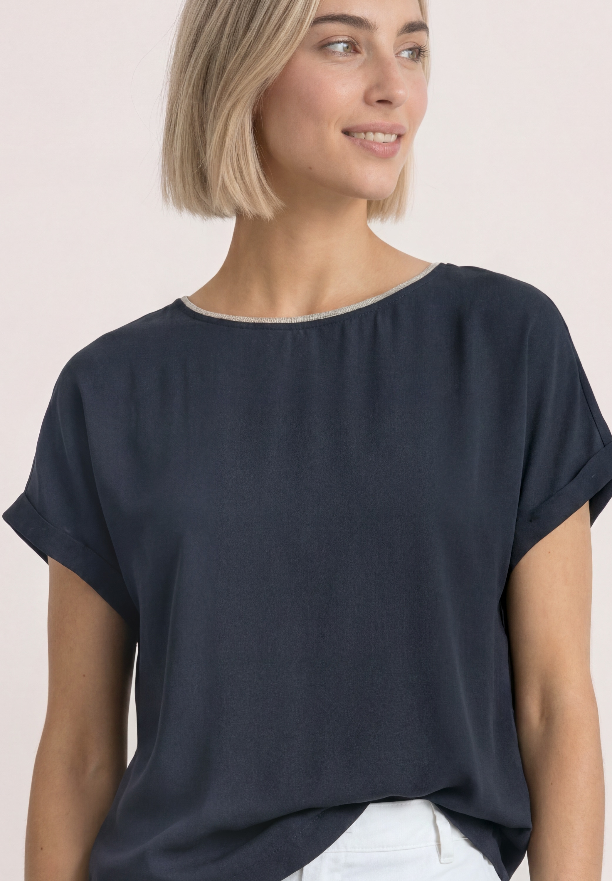 STREET ONE Shirttop 2-in-1 Sommershirt aus Chiffon mit Boat Neck
