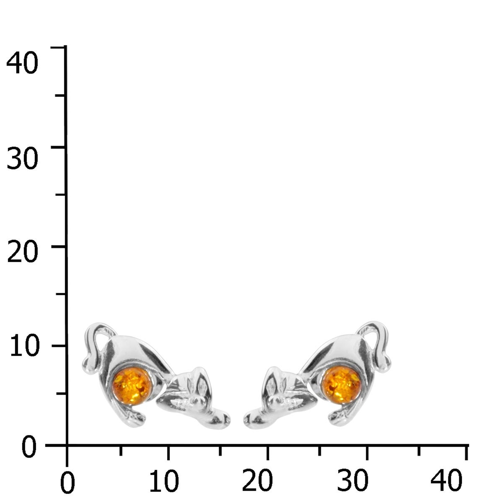 OSTSEE-SCHMUCK Paar Ohrstecker »- Katze - Silber 925/000 - Bernstein«
