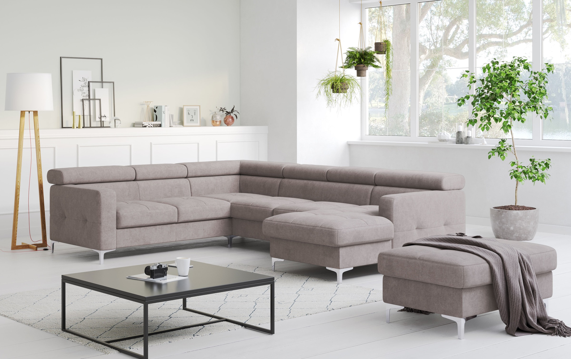 COTTA Wohnlandschaft »Sammy U-Form«, mit Kopfteilverstellung, wahlweise mit Bettfunktion & Bettkasten