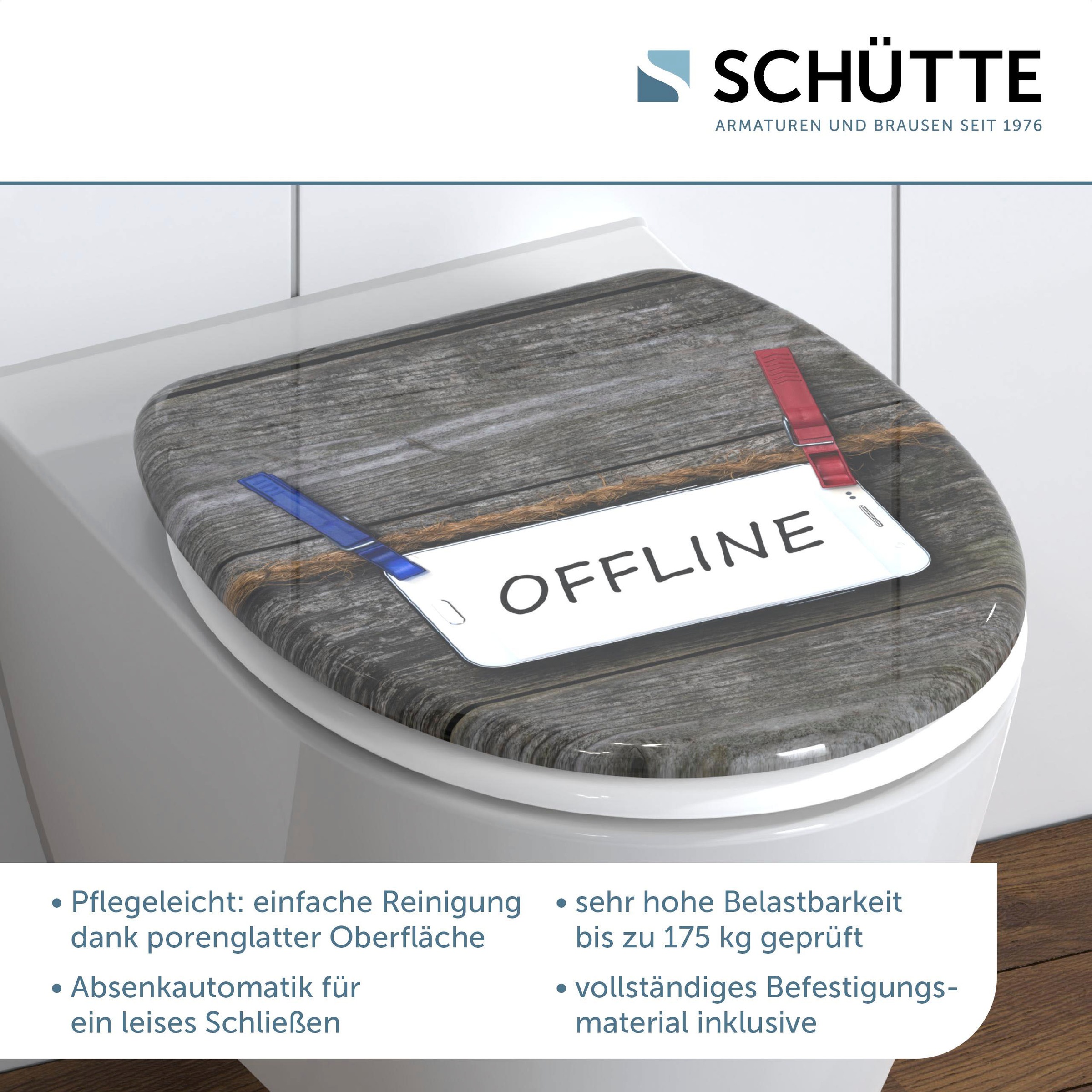 Schütte WC-Sitz »Offline«, Duroplast, mit Absenkautomatik