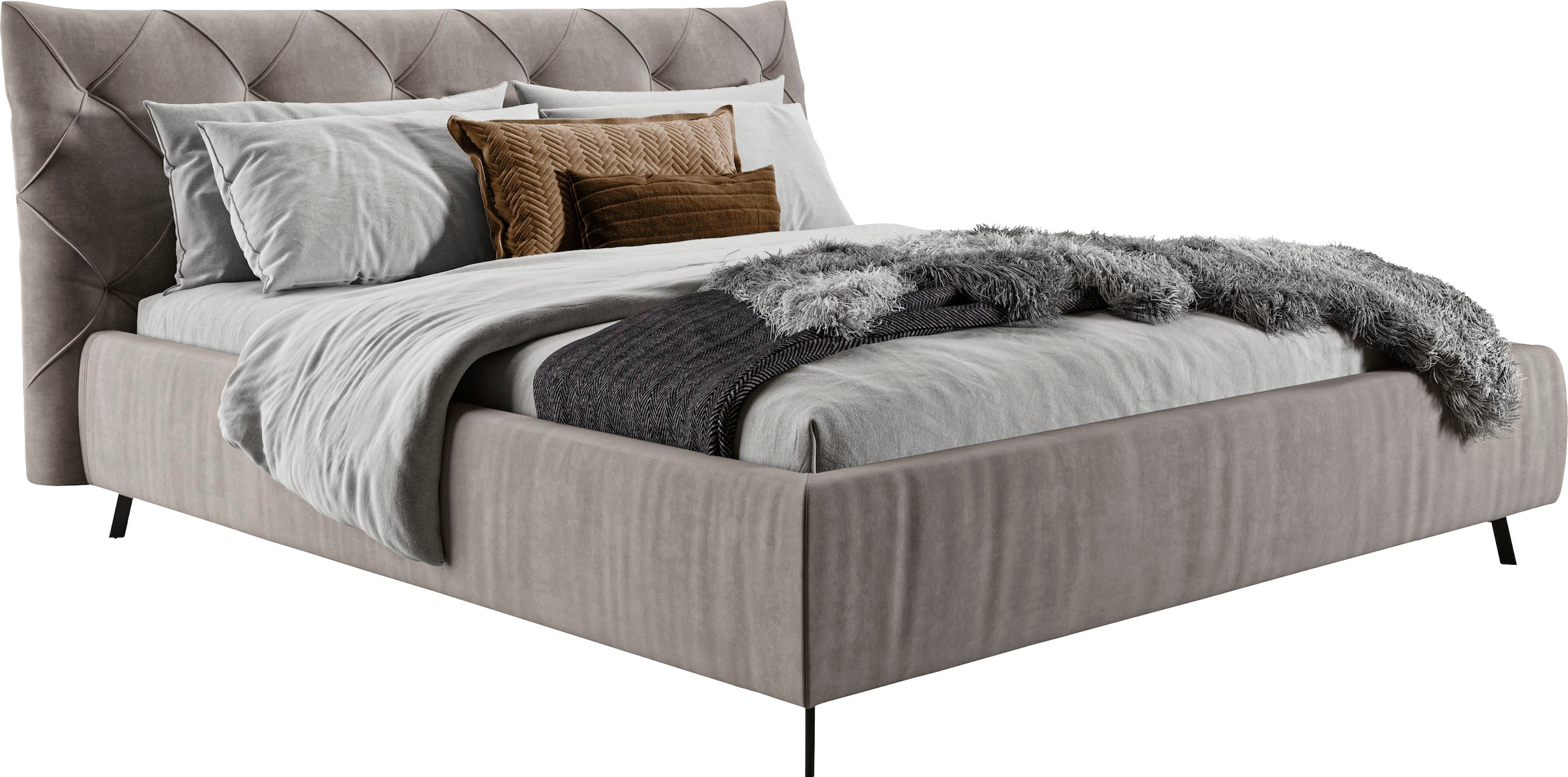 Home affaire Polsterbett »Elloree, in 4 Breiten bis 200cm, auch in Leder« Kopfteilhöhe 105 cm, belastbar bis 280 kg, auch in Überlänge 220cm
