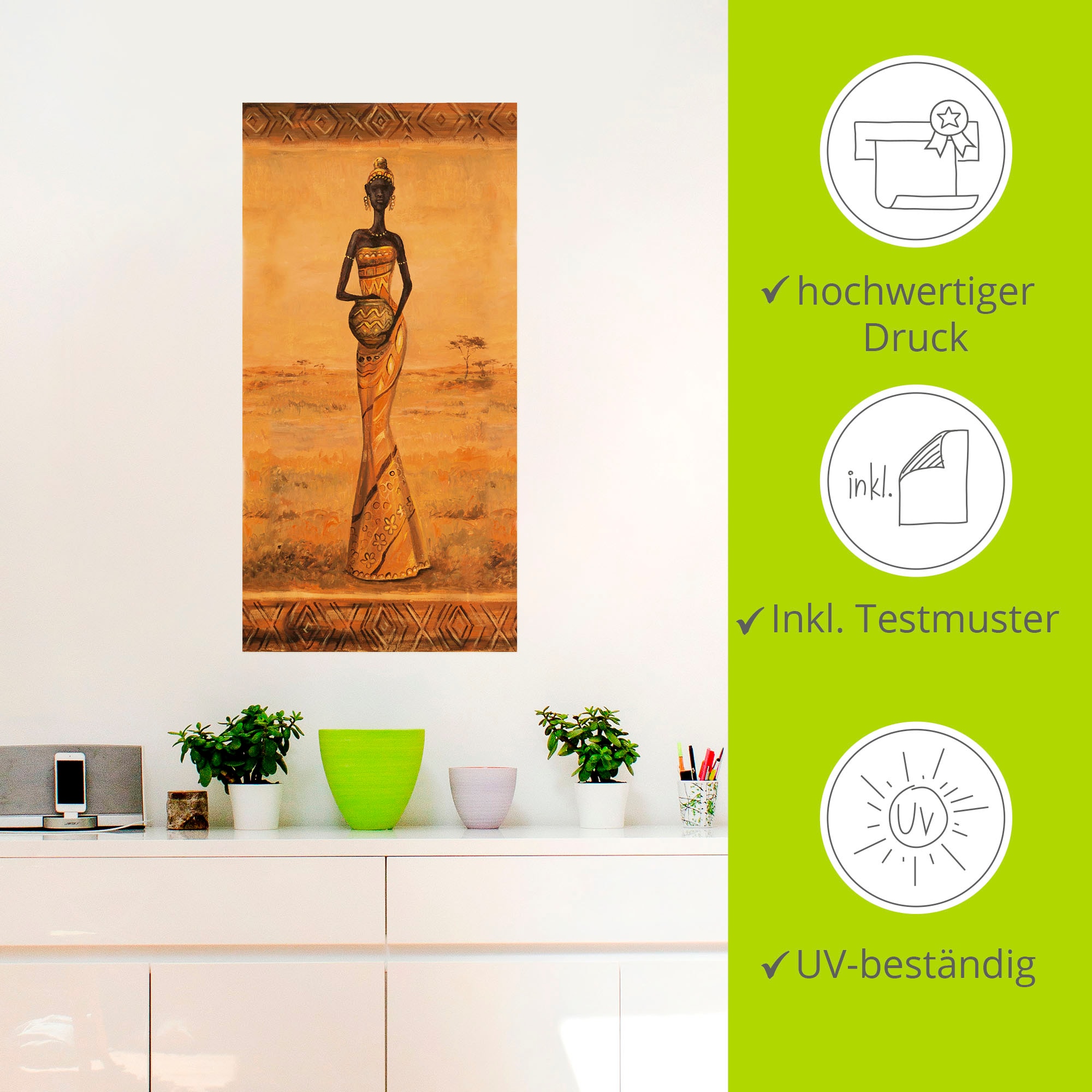 Artland Wandbild »Afrikanische Eleganz III«, Frau, (1 St.), als Alubild, Outdoorbild, Leinwandbild, Wandaufkleber, versch. Größen