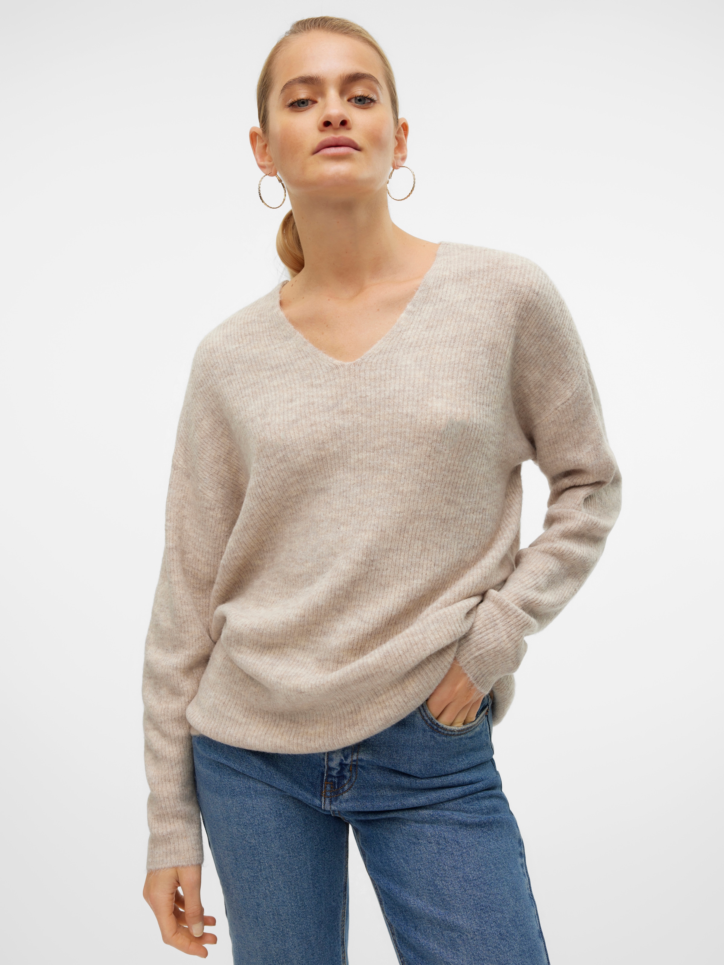Vero Moda V-Ausschnitt-Pullover »VMCREWLEFILE LS V-NECK BLOUSE NOOS«