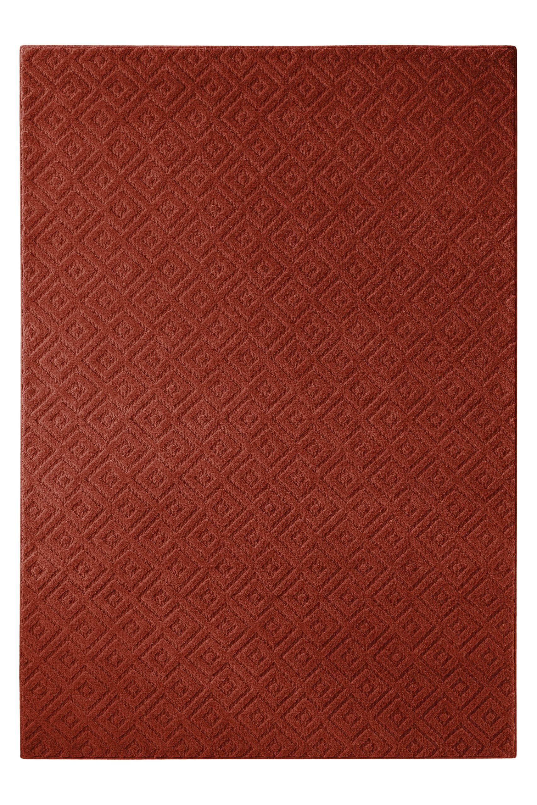 Wecon home Teppich »Castello TWO« rechteckig 7 mm Höhe Schurwolle, Kurzflor mit Hoch-Tief-Effekt, Wohnzimmer, Rautenmuster
