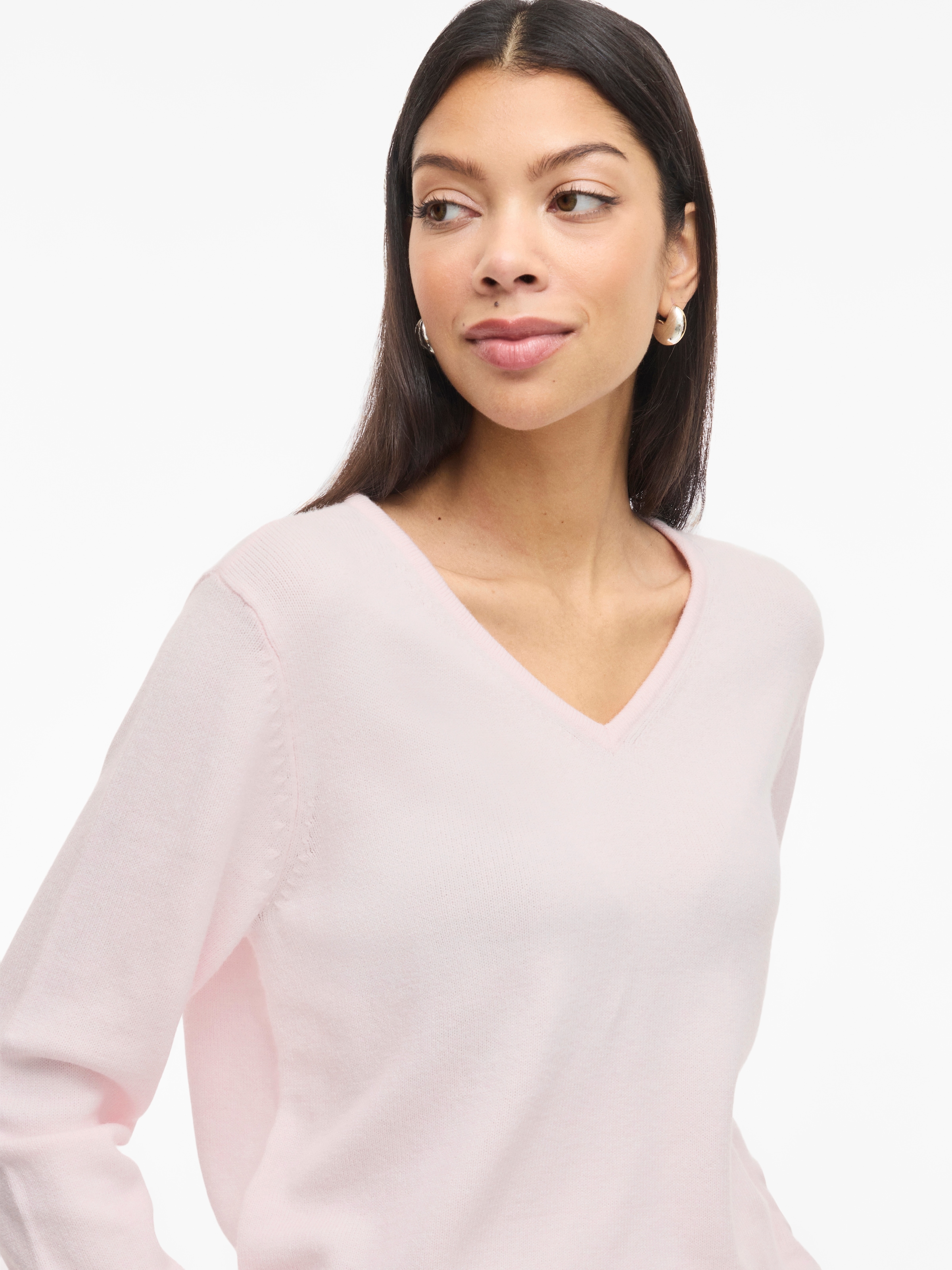 Vila V-Ausschnitt-Pullover »VIRIL V-NECK L/S  KNIT TOP - NOOS« Materialmix, regular fit