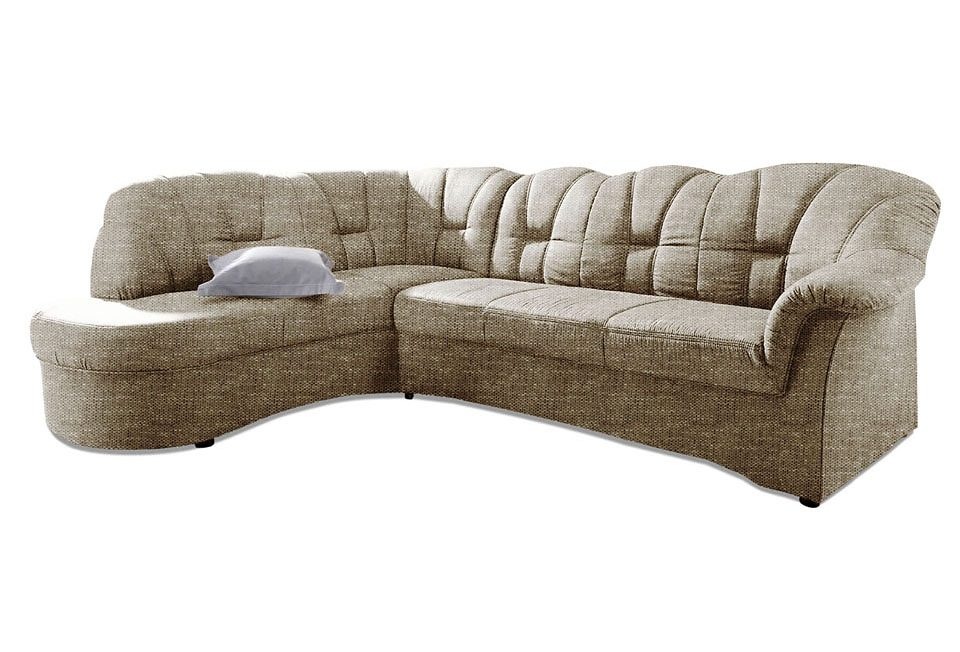 DOMO collection Ecksofa »Papenburg, zeitlose Rückensteppung, elegante Armlehne, L-Form«, mit Ottomane, wahlweise mit Bettfunktion