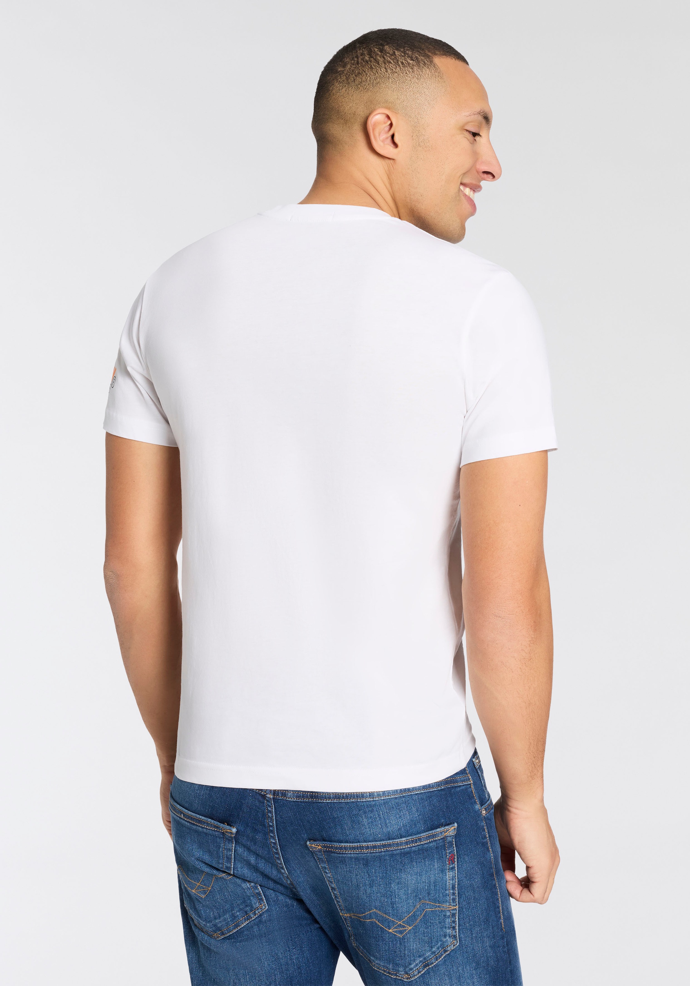 Replay T-Shirt Replaydruck am Ärmelabschluss