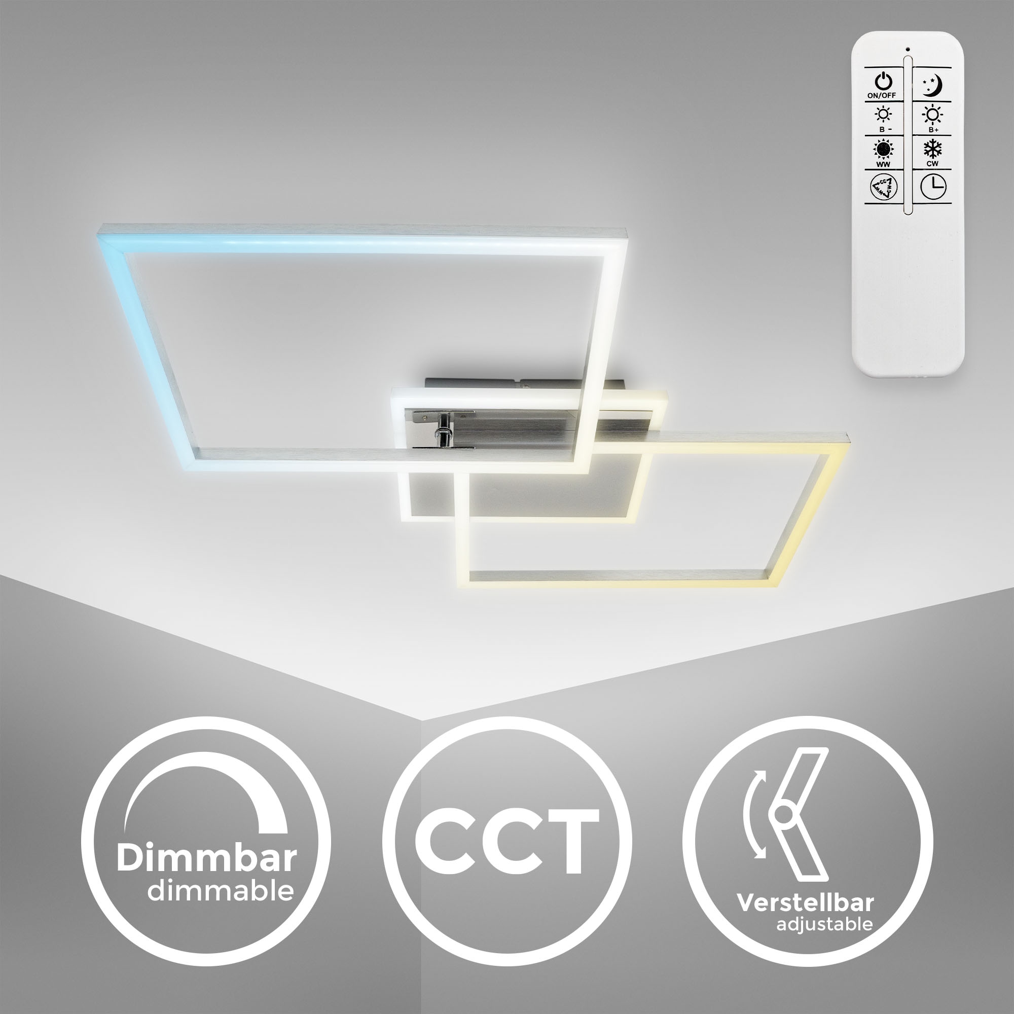 B.K.Licht LED Deckenleuchte »BKL1440 LED Deckenlampe, einstellbare Farbtemperatur, LED Lampe« LED-Modul 1 Stk. Neutralweiß 2700K - 6500K, 4.200Lm, 40W, 50x38,8x8 cm, Chrom-Alu