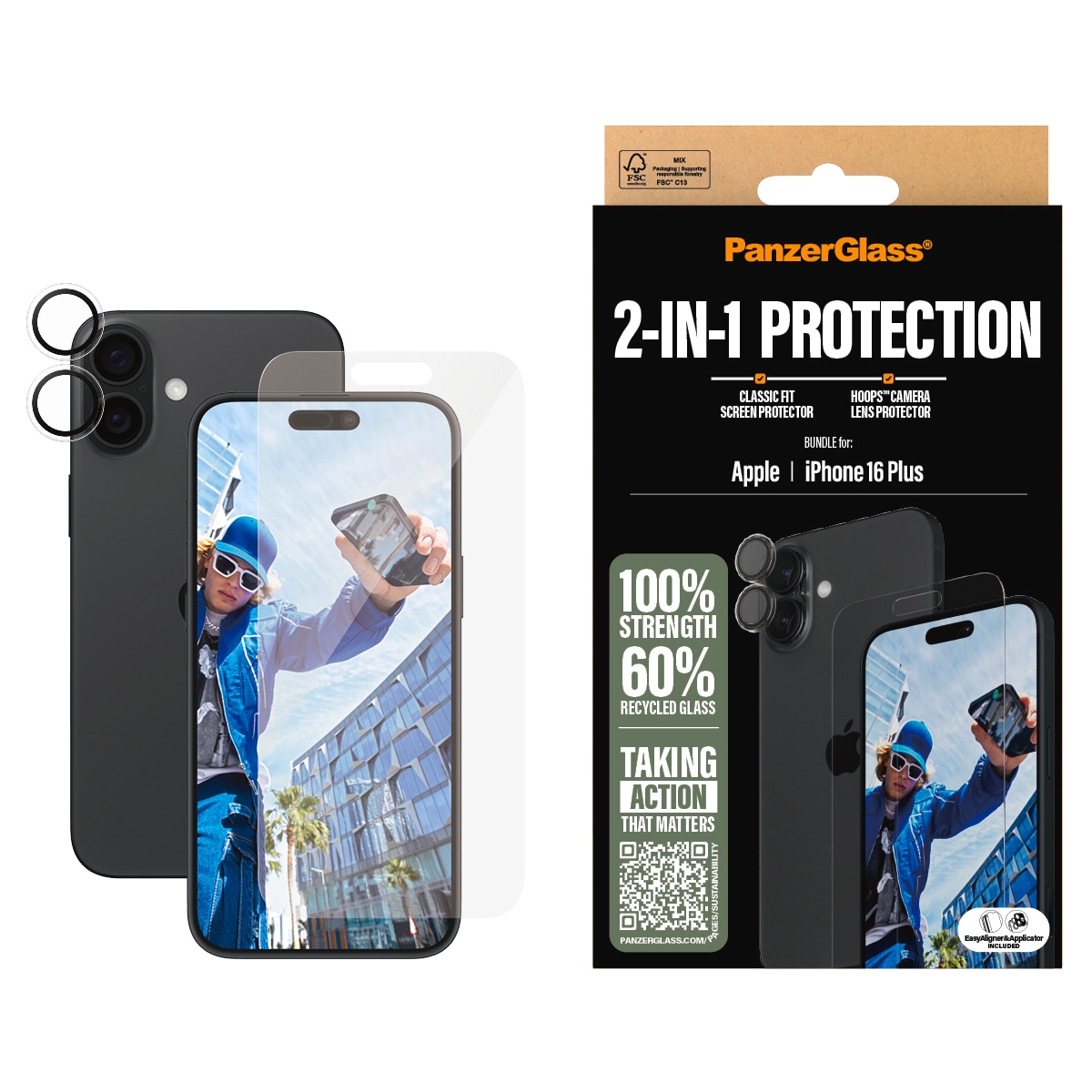 Displayschutzglas »2-in-1 Protection, Glass, Lens Protector«, für Apple iPhone 16...