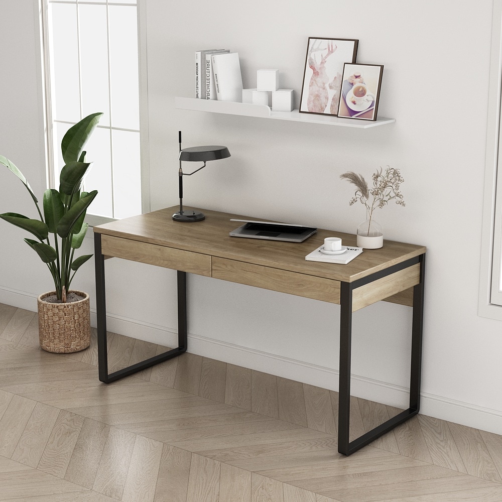 OTTO home Schreibtisch »Moid, Computertisch im modernen Design,« Breite 120/140/160 cm, mit Metallbeinen & Schublade